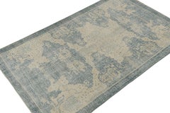 Vintage Zeki Müren Art Deco Rug in Blue and Off-White Pattern, by Rug & Kilim