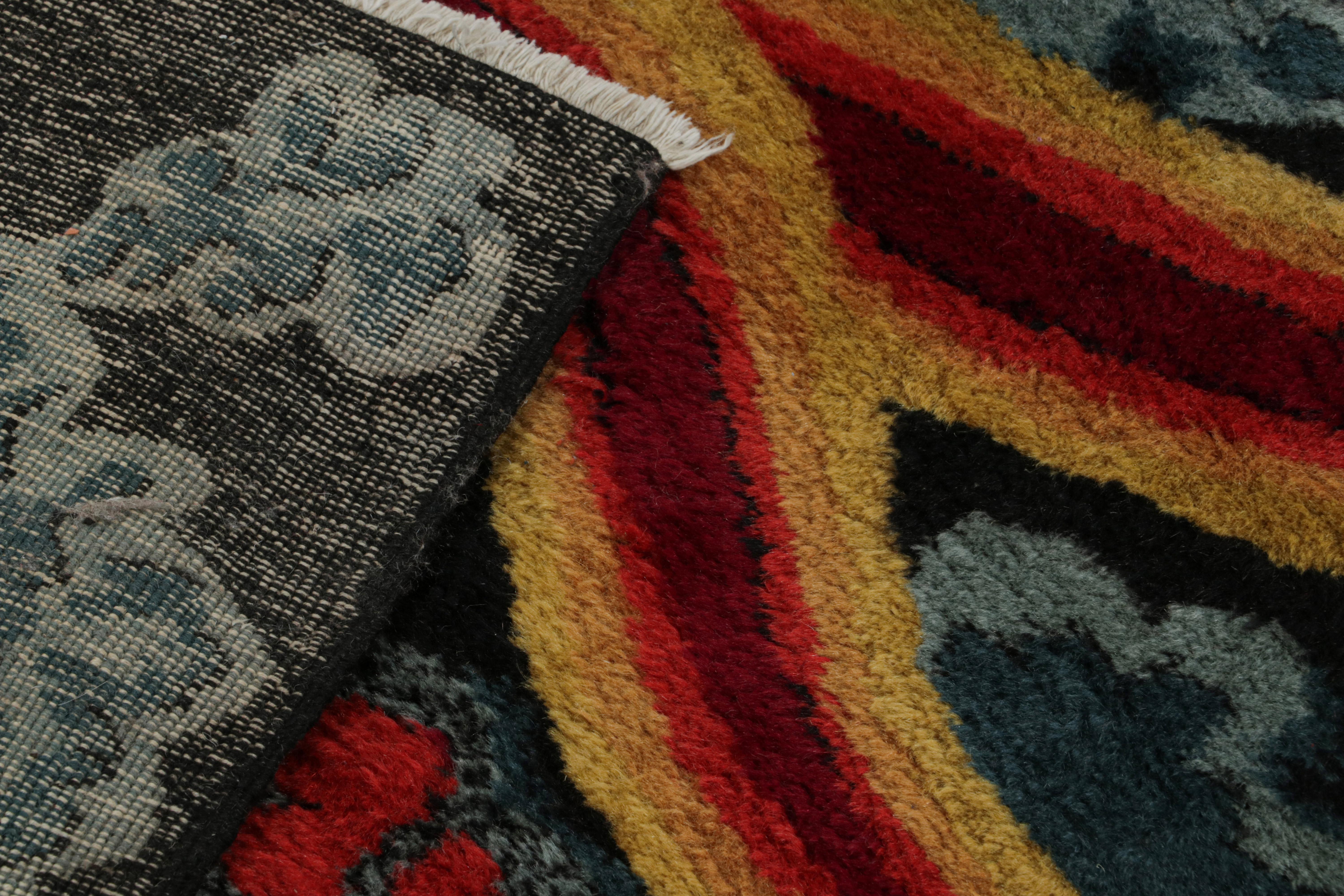 Wool Vintage Zeki Müren Art Deco rug in Blue with Geometric Patterns from Rug & Kilim For Sale