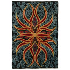 Vintage Zeki Müren Art Deco rug in Blue with Geometric Patterns from Rug & Kilim