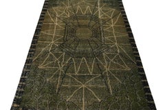Vintage Zeki Muren Art Deco Rug in Green and Black Pattern, by Rug & Kilim