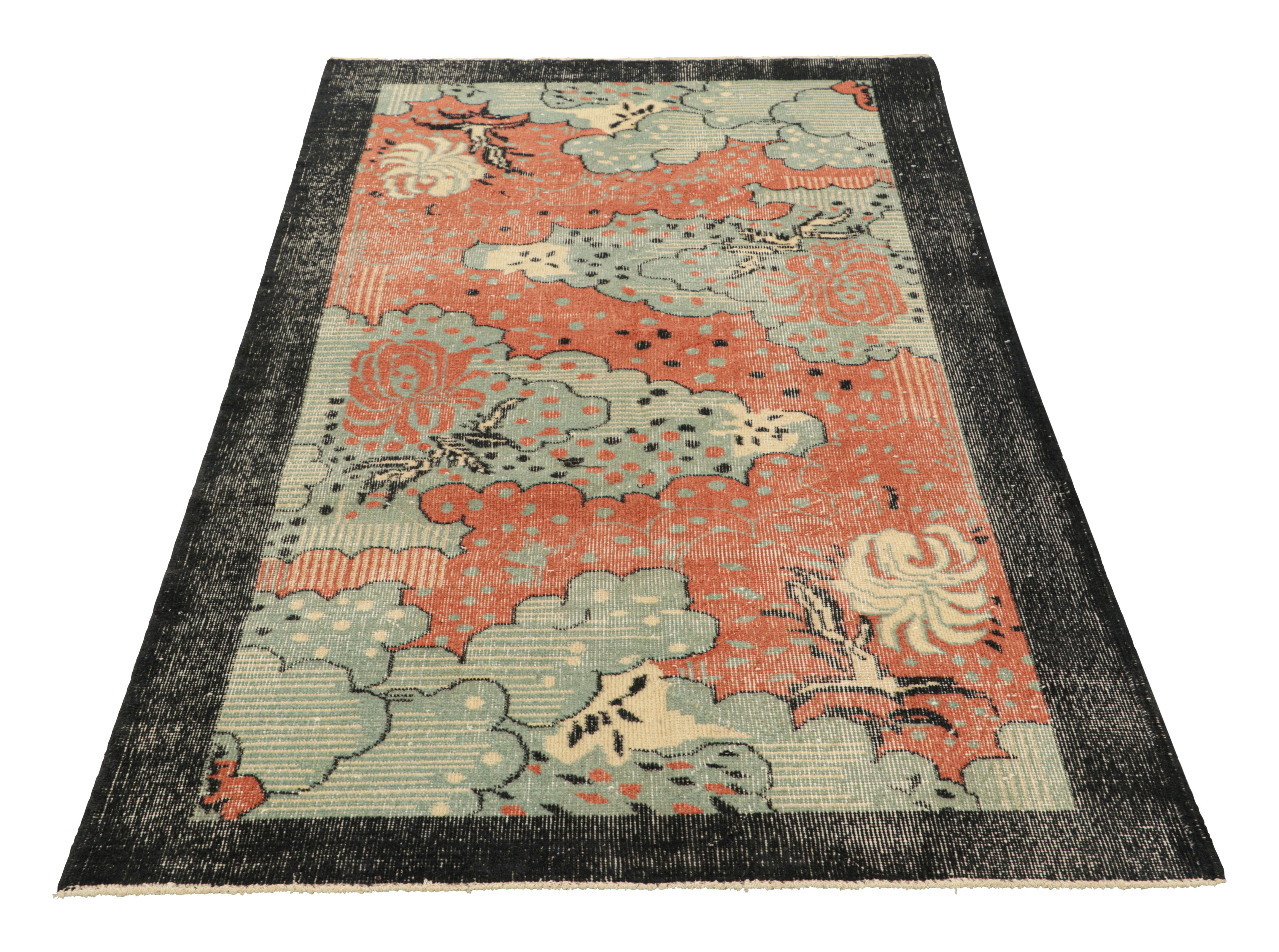 Vintage Zeki Müren Art Deco Rug in Pink with Abstract Patterns from Rug & Kilim In Good Condition For Sale In Long Island City, NY