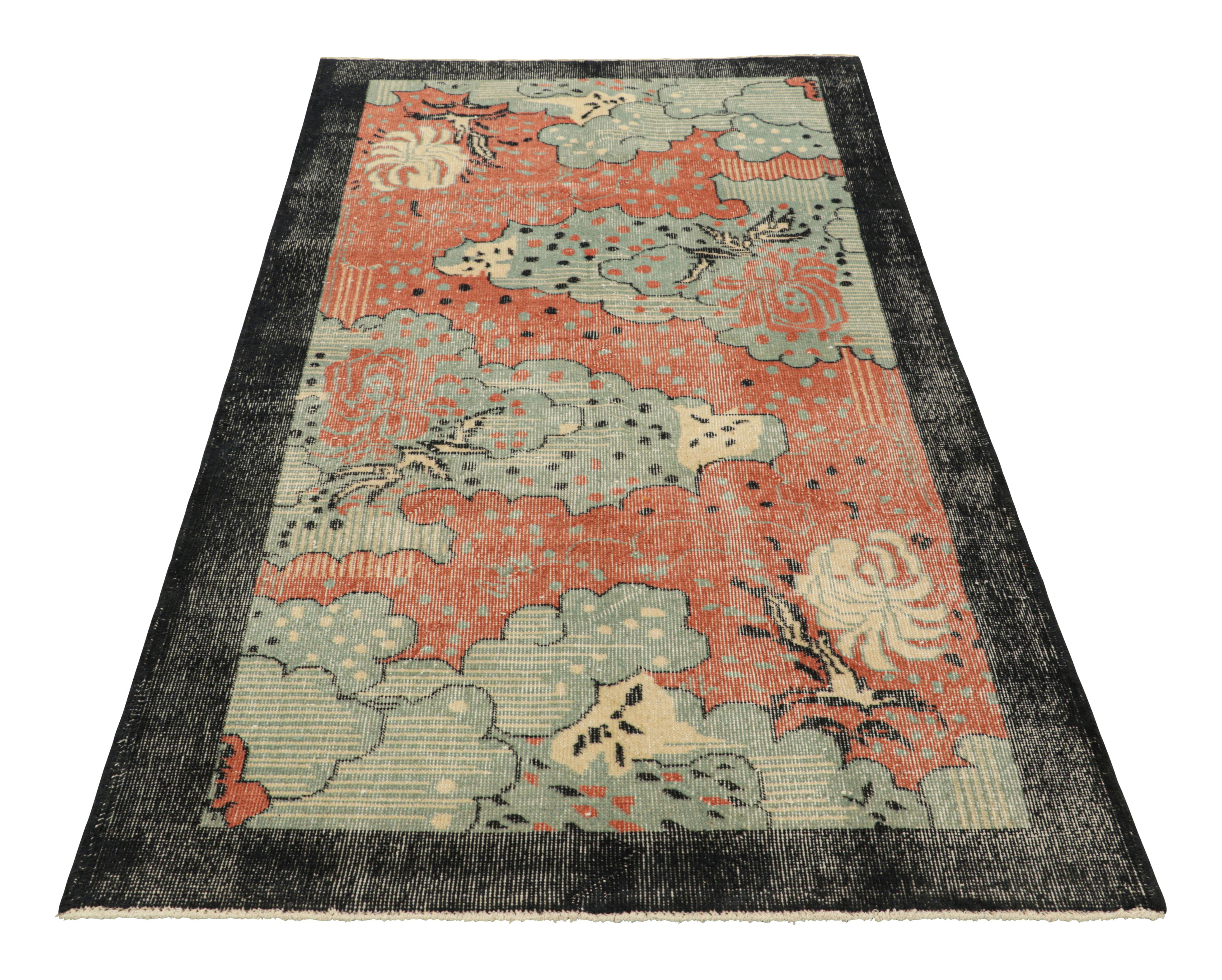 Vintage Zeki Müren Art Deco Rug in Pink with Abstract Patterns from Rug & Kilim In Good Condition For Sale In Long Island City, NY