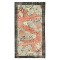 Vintage Zeki Müren Art Deco Teppich in Rosa mit abstrakten Mustern von Rug & Kilim