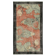 Alfombra vintage Zeki Müren Art Decó rosa con motivos abstractos de Rug & Kilim
