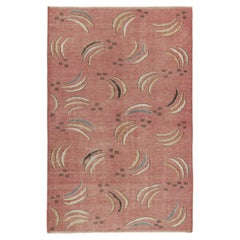 Vintage Zeki Muren Art Deco Teppich in Rosa mit bunten Mustern – Teppich & Kelim