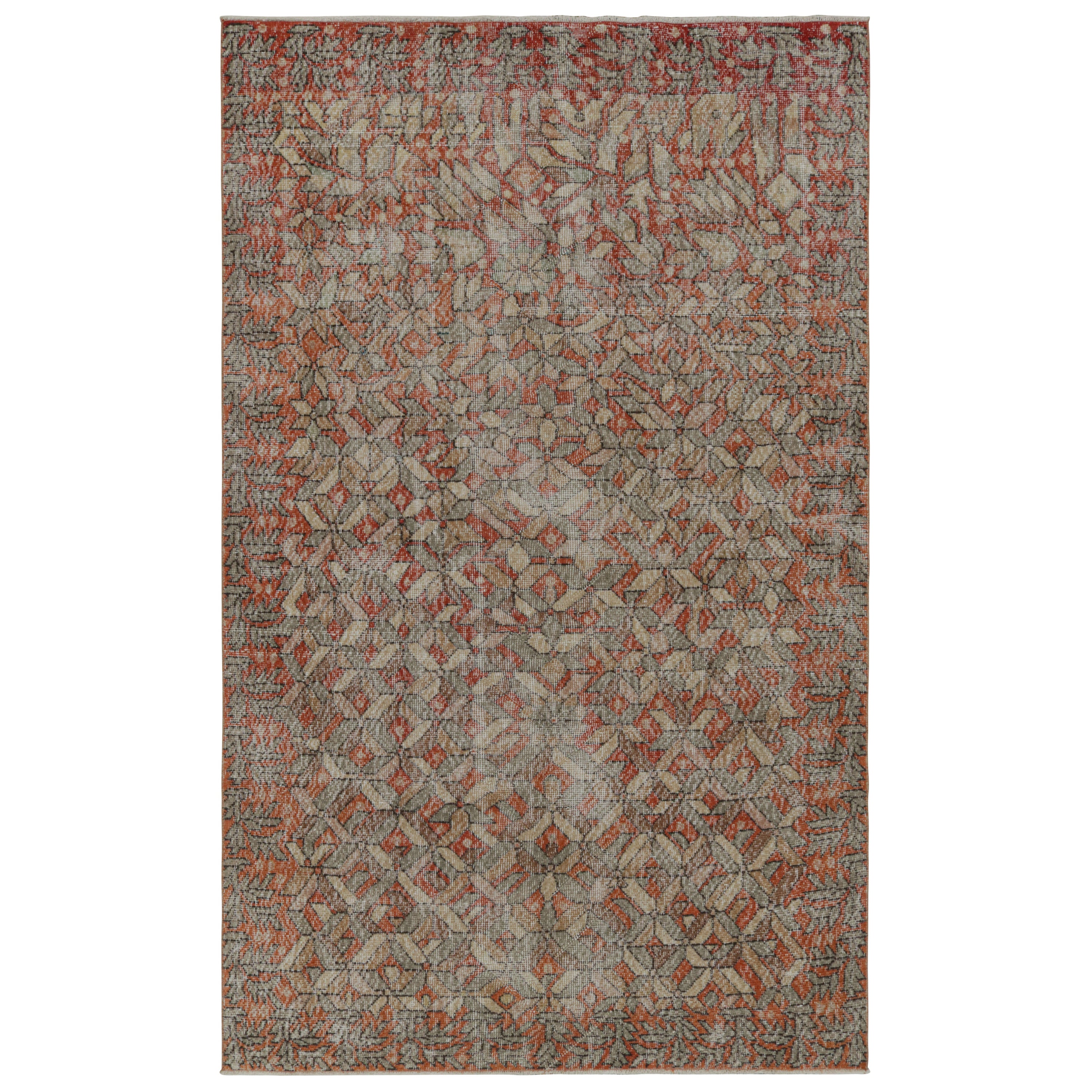 Vintage Zeki Müren Art Deco Teppich in Rot, All Over Floral Motifs, von Rug & Kilim