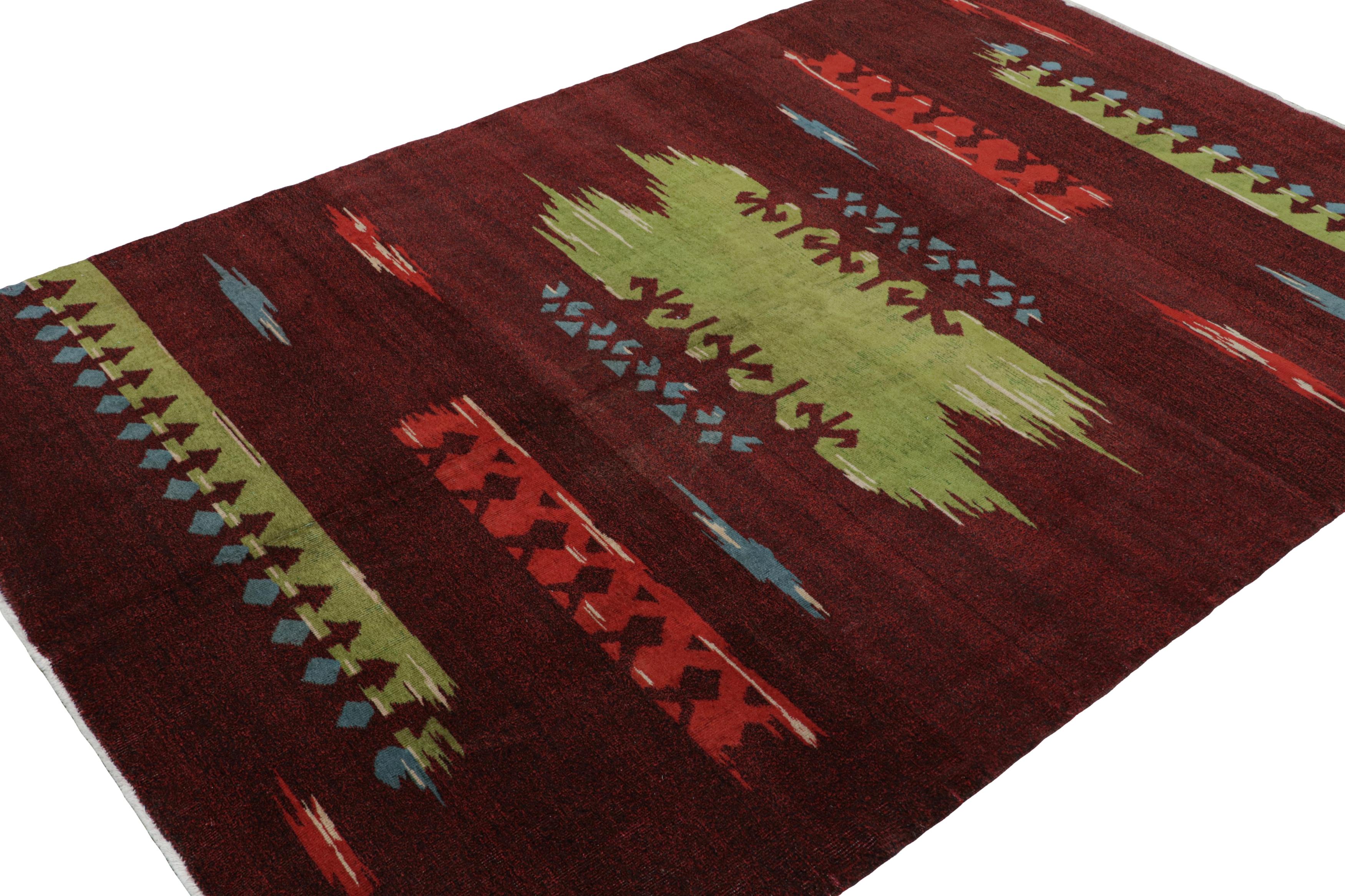 Dieser 7x9 große Vintage-Teppich im Art-Déco-Stil ist eine aufregende Neukreation aus der Mid-Century Pasha-Linie der Collection'S von Rug & Kilim. Das um 1960-1960 in Wolle handgeknüpfte Design ist eines von mehreren, die wir für seltene Arbeiten