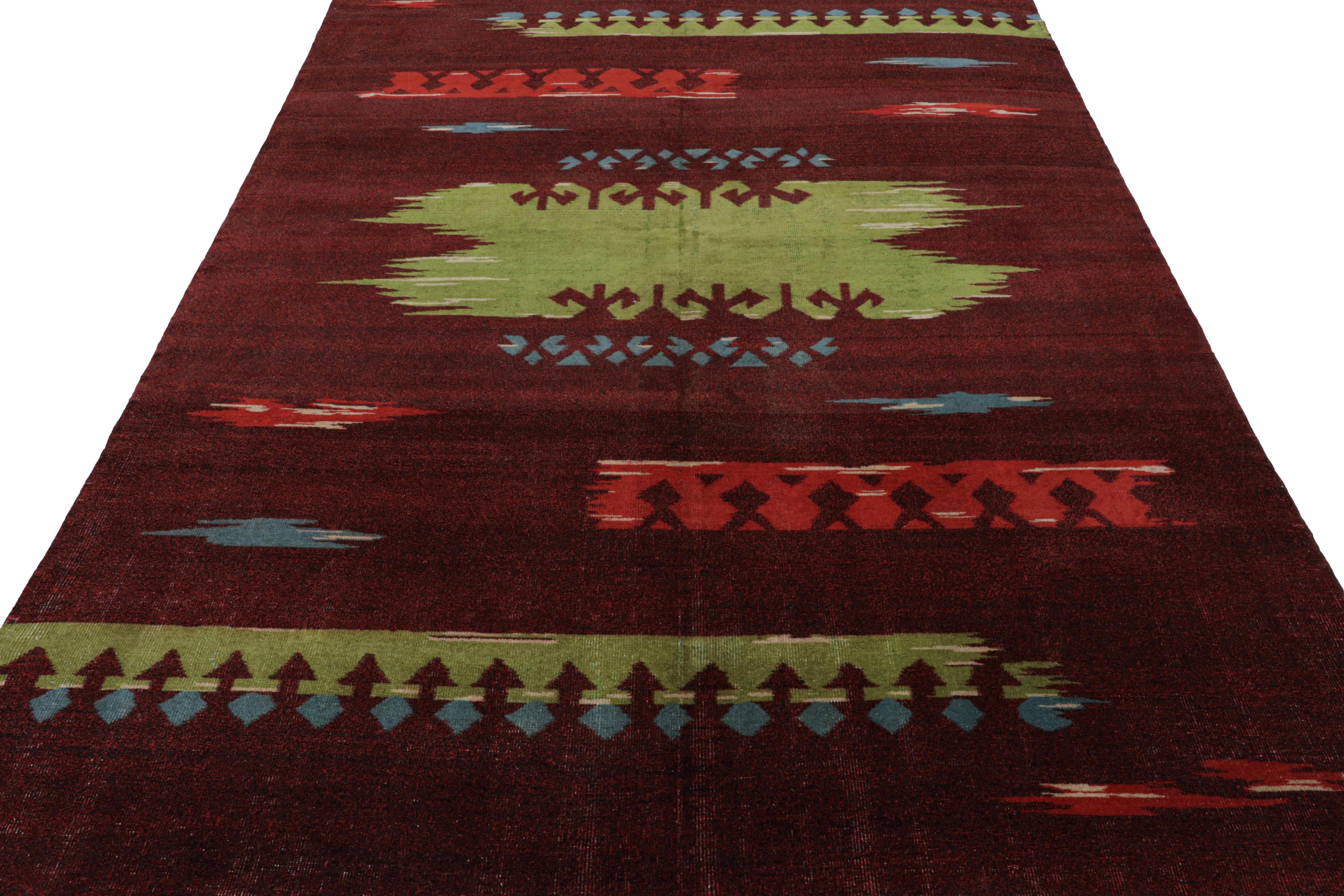 Vintage Zeki Müren Art-Deco-Teppich in Rot mit geometrischen Mustern, von Rug & Kilim (Art déco) im Angebot