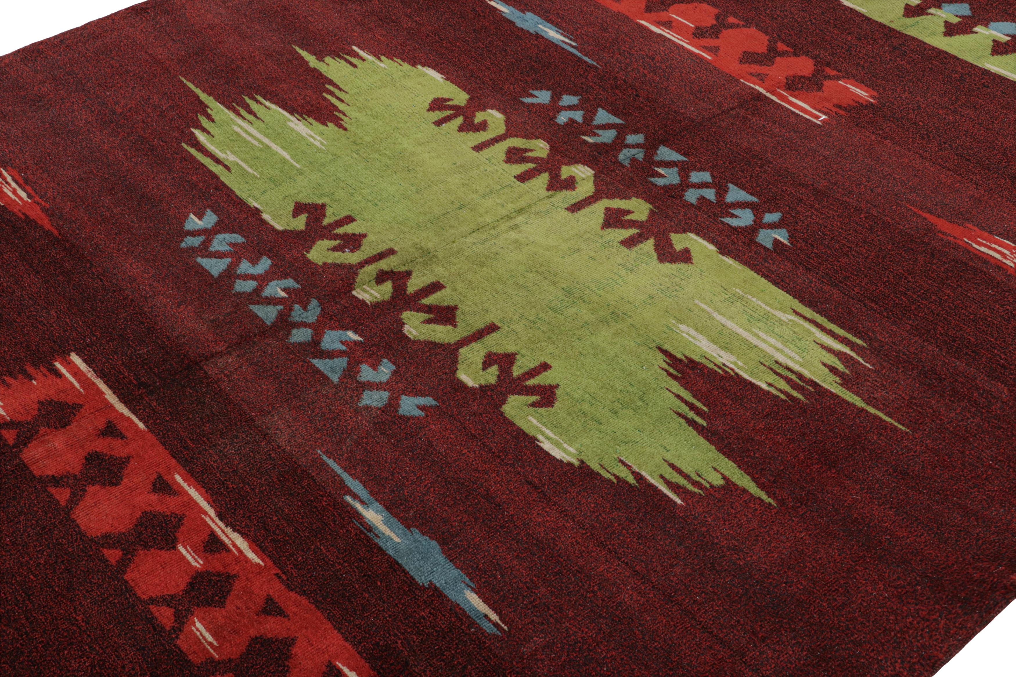 Vintage Zeki Müren Art-Deco-Teppich in Rot mit geometrischen Mustern, von Rug & Kilim (Türkisch) im Angebot