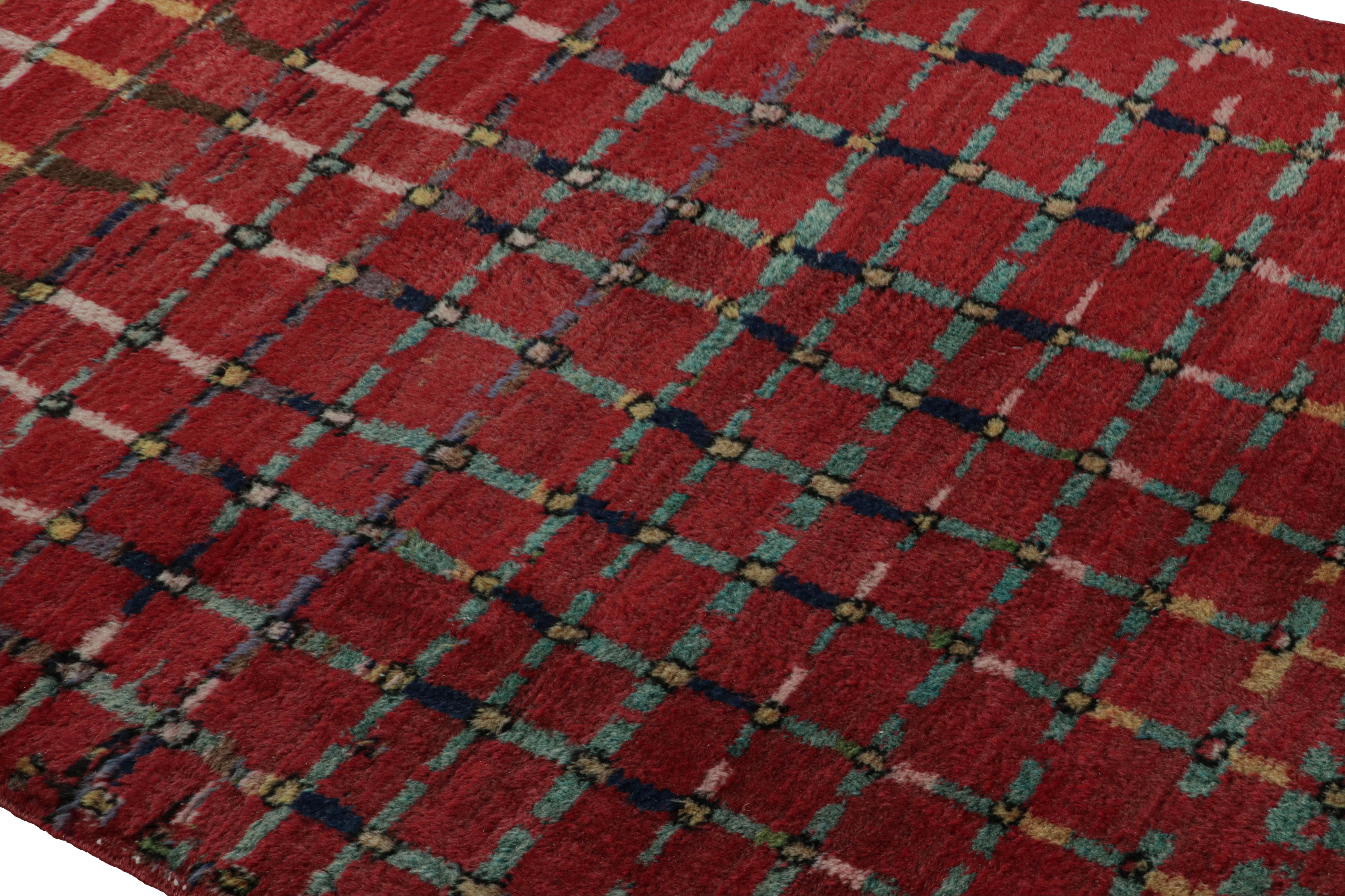 Vintage Zeki Müren Art Deco Teppich in Rot mit geometrischen Mustern, von Rug & Kilim (Türkisch) im Angebot