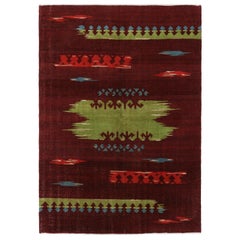 Vintage Zeki Müren Art-Deco-Teppich in Rot mit geometrischen Mustern, von Rug & Kilim