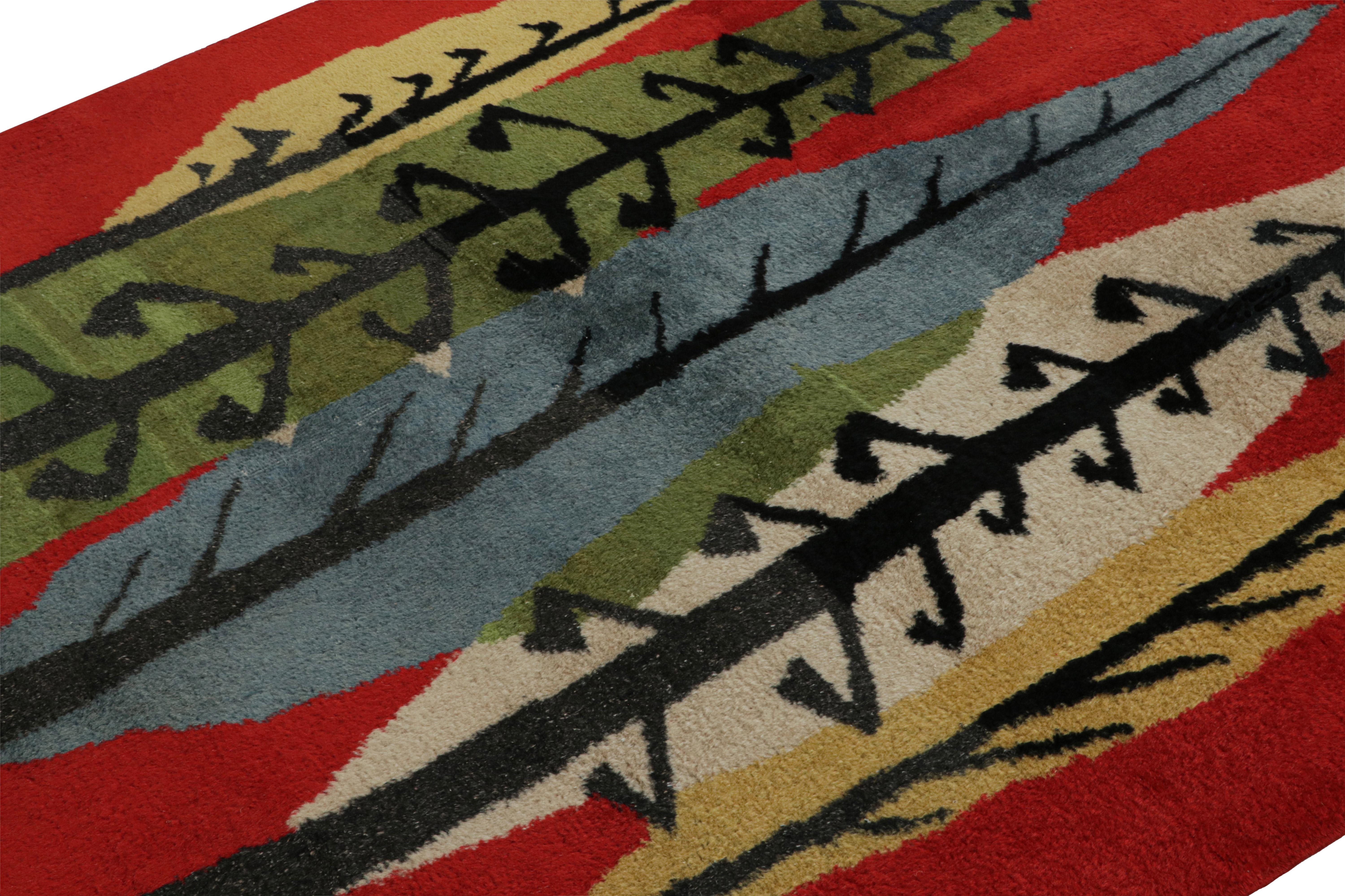 Vintage Zeki Müren Art Deco Teppich, mit großen bunten Blättern, von Rug & Kilim (Türkisch) im Angebot