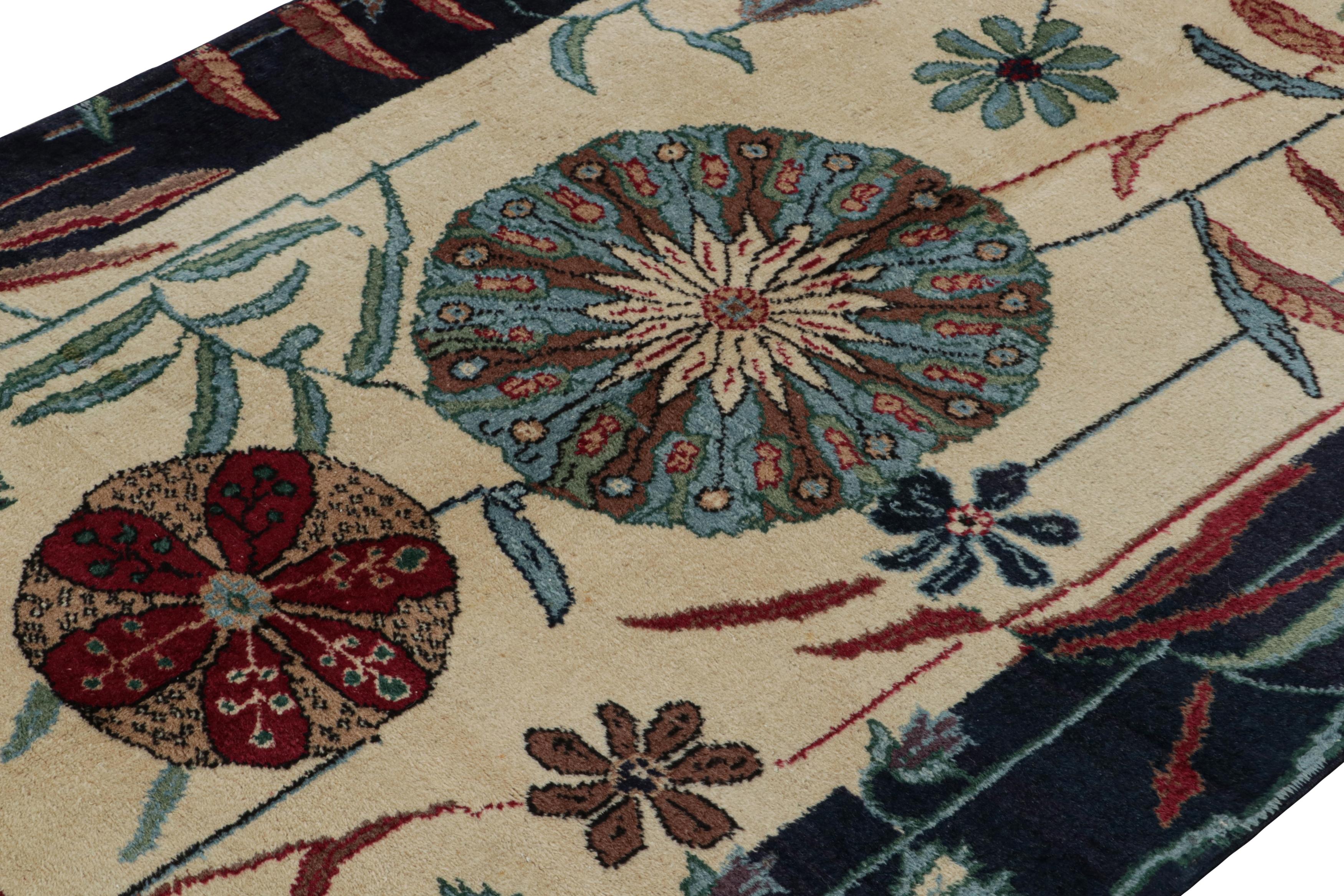 Hand-Knotted Vintage Zeki Müren Art Deco Rug, with Floral Patterns, from Rug & Kilim For Sale