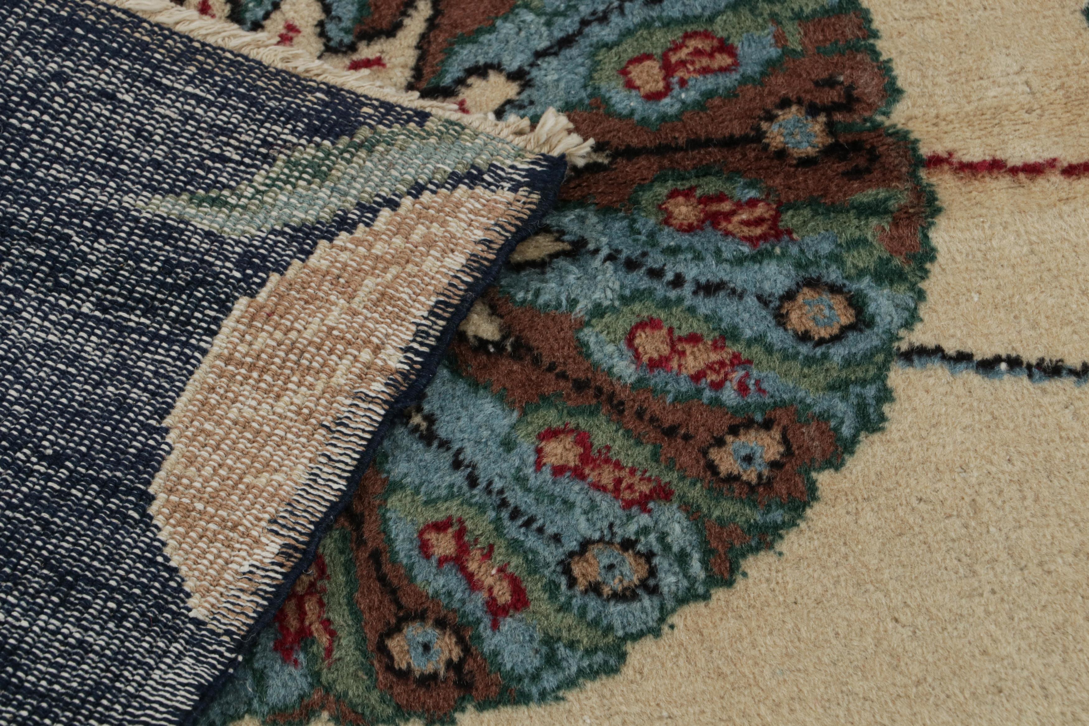 Wool Vintage Zeki Müren Art Deco Rug, with Floral Patterns, from Rug & Kilim For Sale