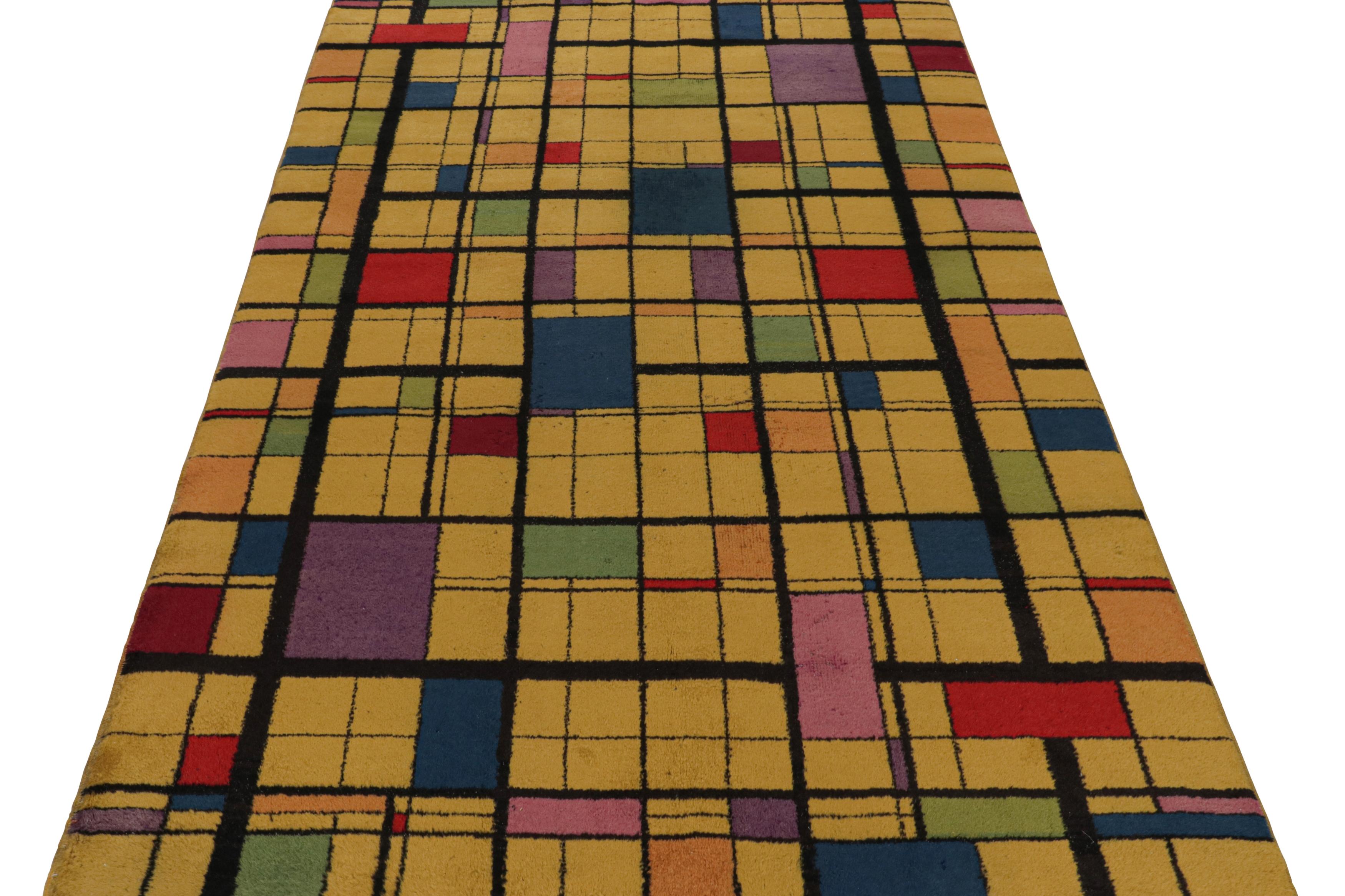 Turkish Vintage Zeki Muren Art Deco rug, with Geometric patterns, from Rug & Kilim For Sale