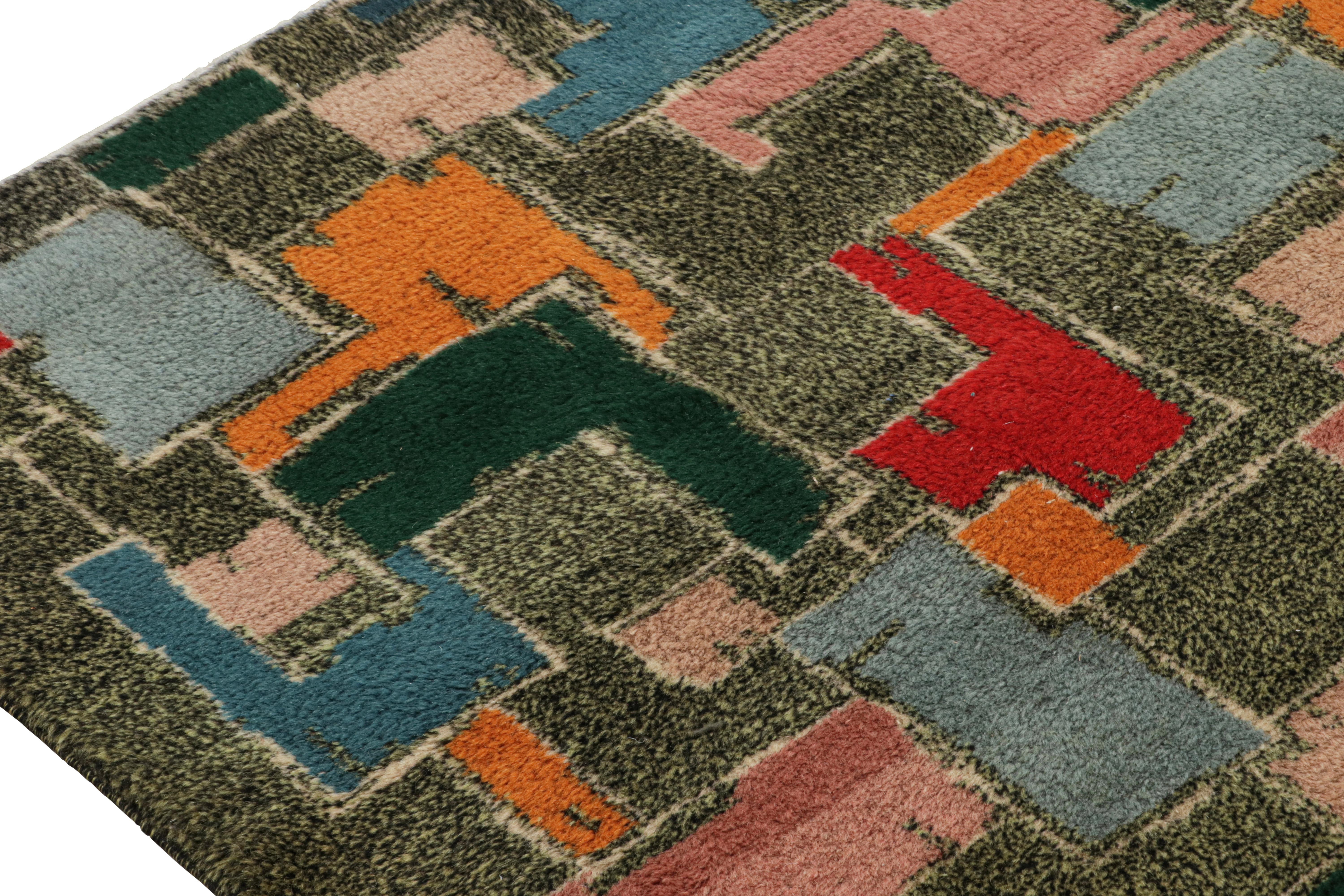 Vintage Zeki Müren Art Deco Teppich, mit geometrischen Mustern, von Rug & Kilim (Handgeknüpft) im Angebot