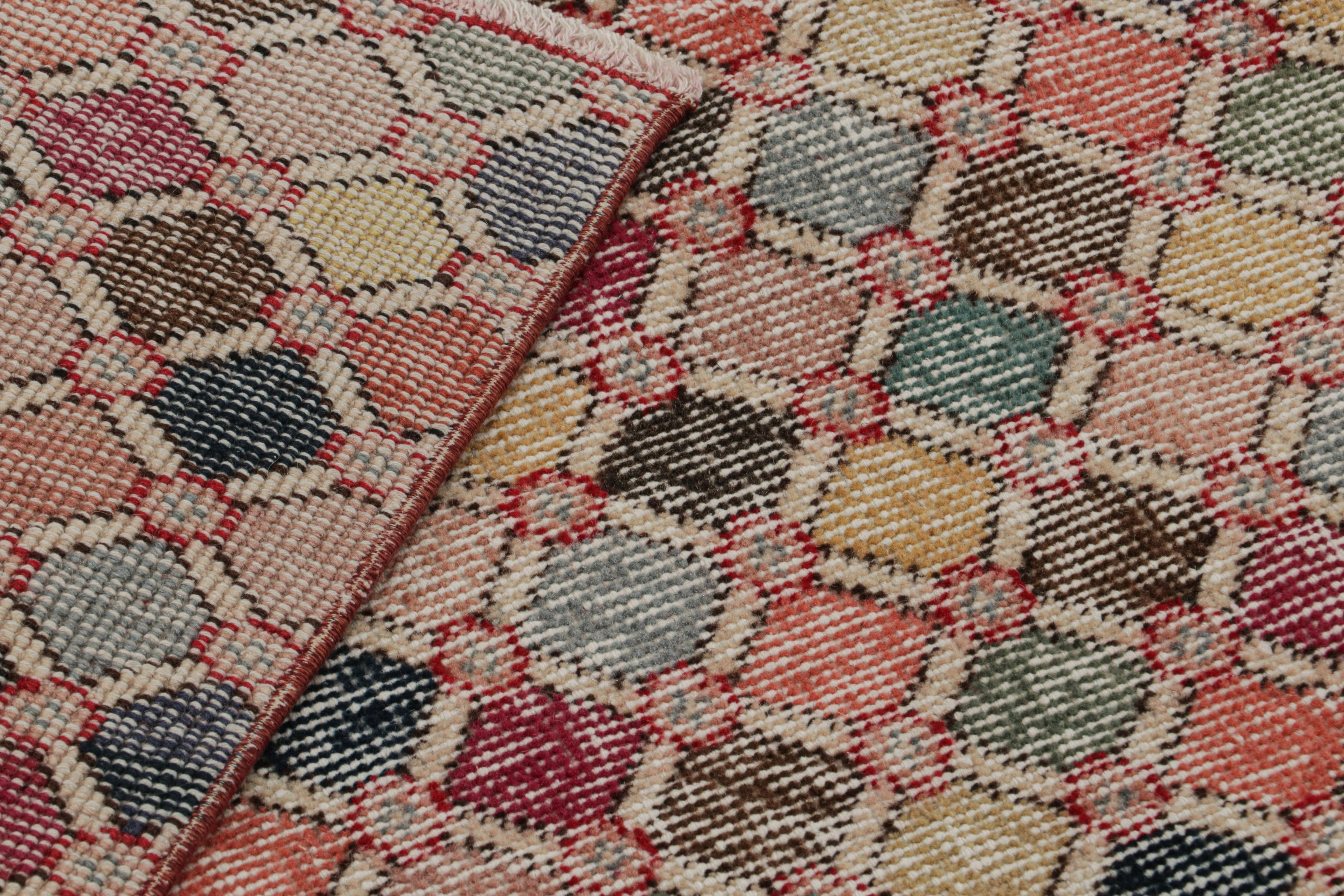 Wool Vintage Zeki Müren Art Deco Rug with Geometric Patterns, from Rug & Kilim For Sale