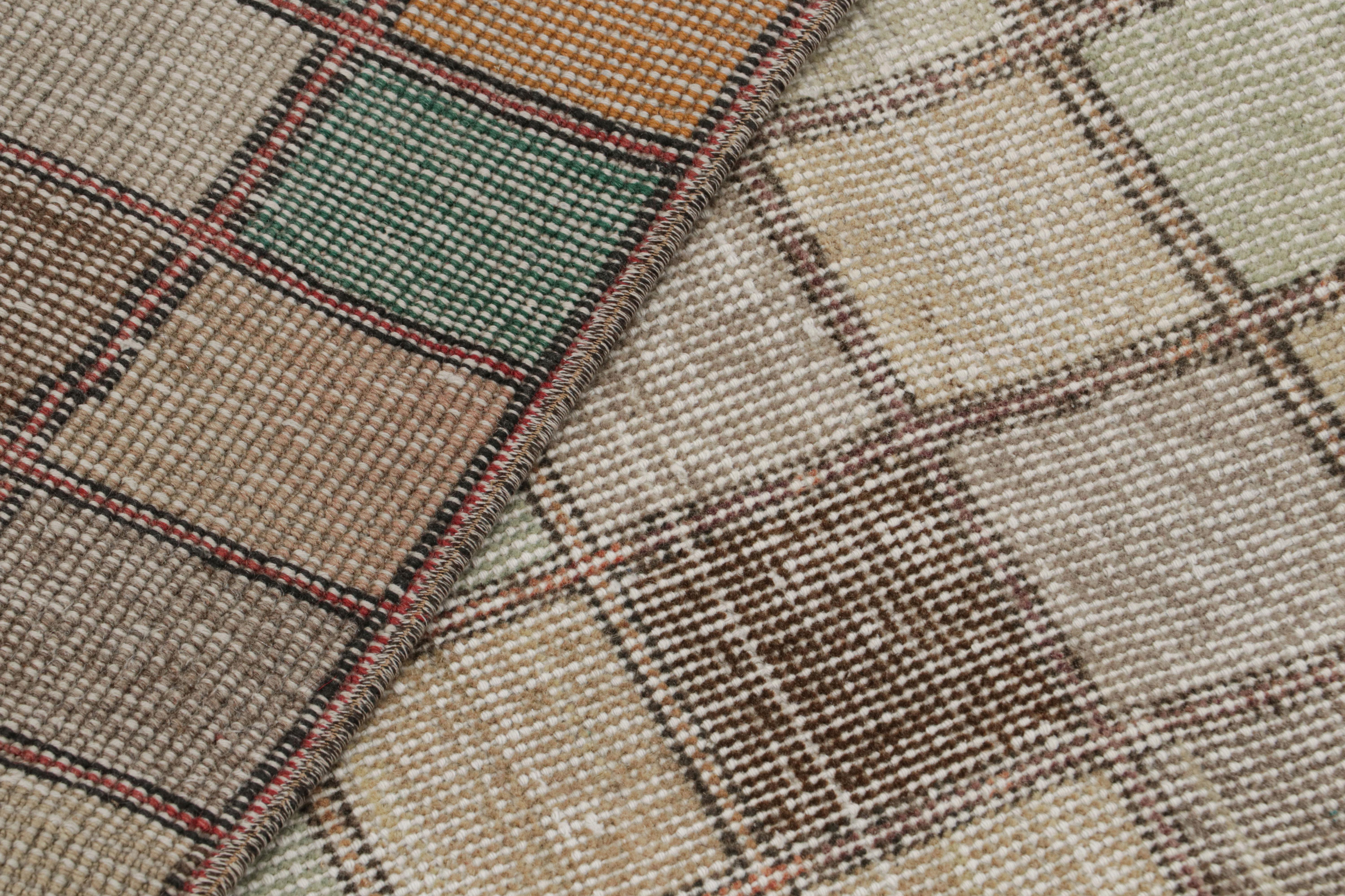 Wool Vintage Zeki Müren Art Deco rug with Pastel Geometric Pattern, from Rug & Kilim For Sale