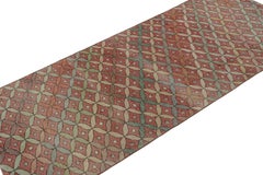 Vintage Zeki Müren Art Deco Runner Rug in Red with Trellises, from Rug & Kilim