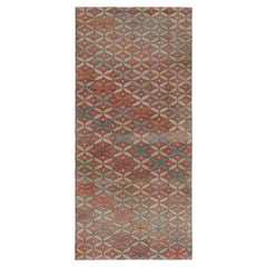 Vintage Zeki Müren Art Deco Läufer Teppich in Rot mit Spalieren, von Rug & Kilim