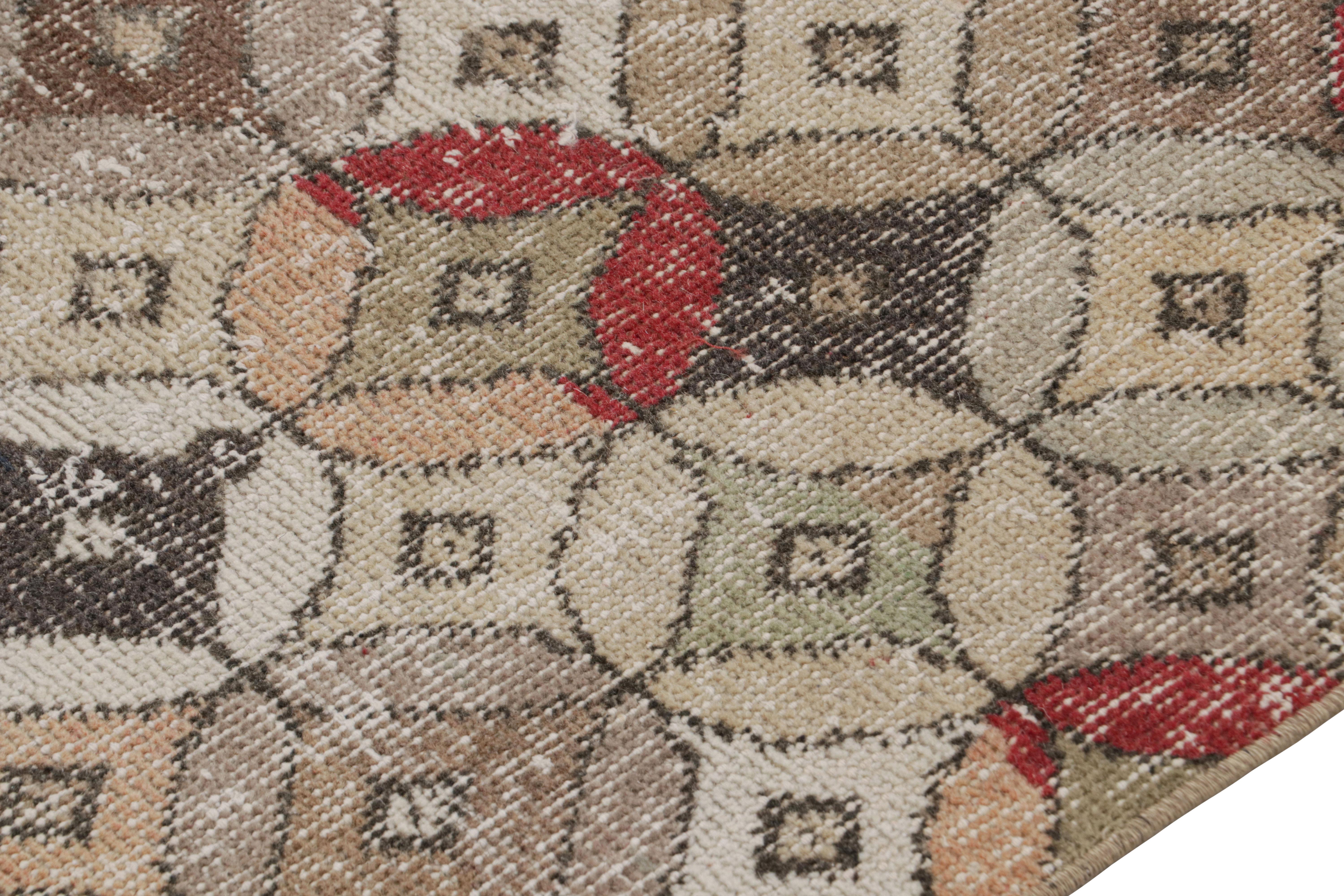 Vintage Zeki Müren Art Deco Läufer Teppich mit geometrischem Muster, von Rug & Kilim (Handgeknüpft) im Angebot