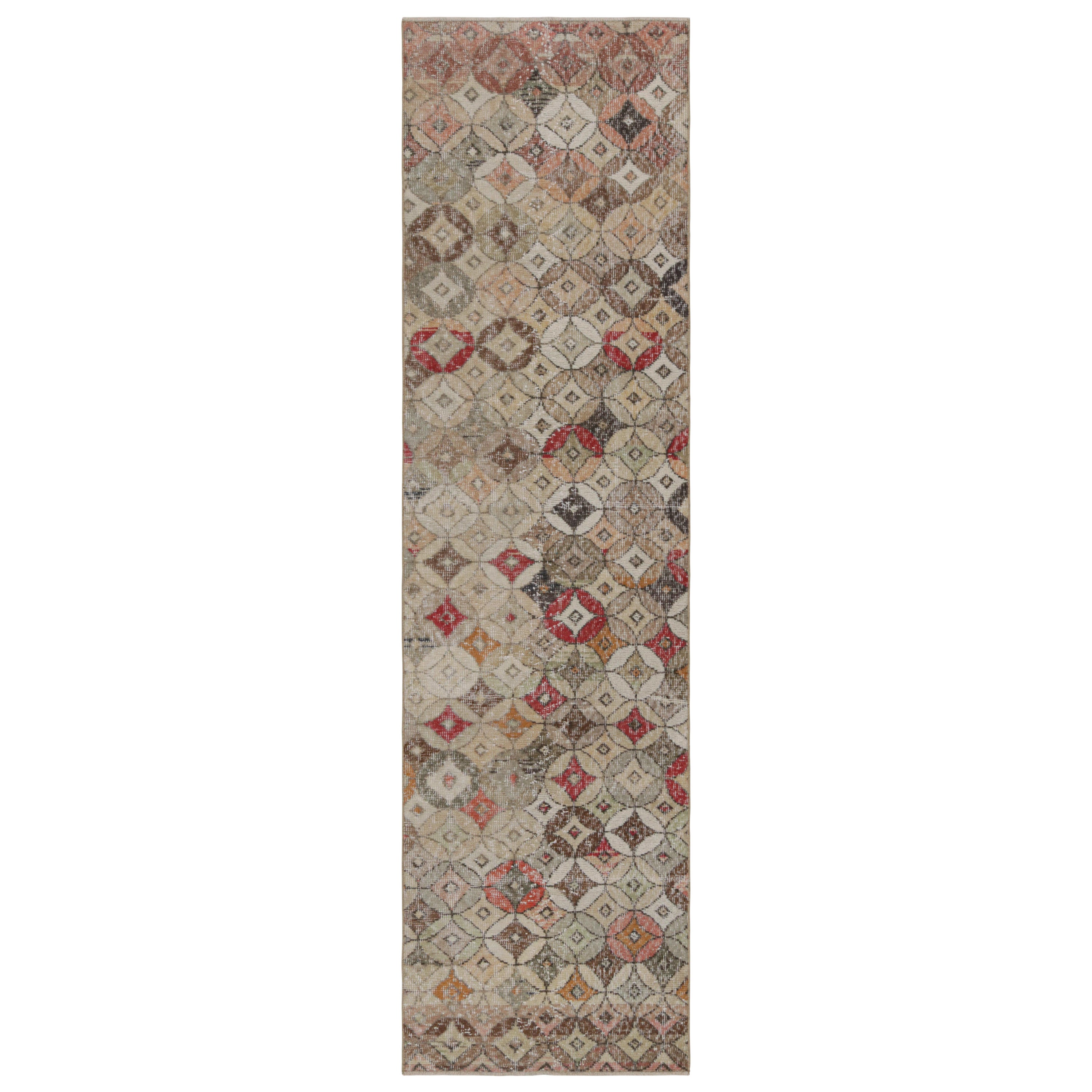 Vintage Zeki Müren Art Deco Läufer Teppich mit geometrischem Muster, von Rug & Kilim