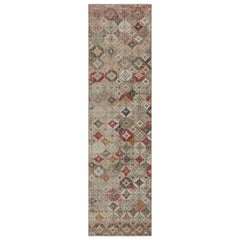 Vintage Zeki Müren Art Deco Läufer Teppich mit geometrischem Muster, von Rug & Kilim