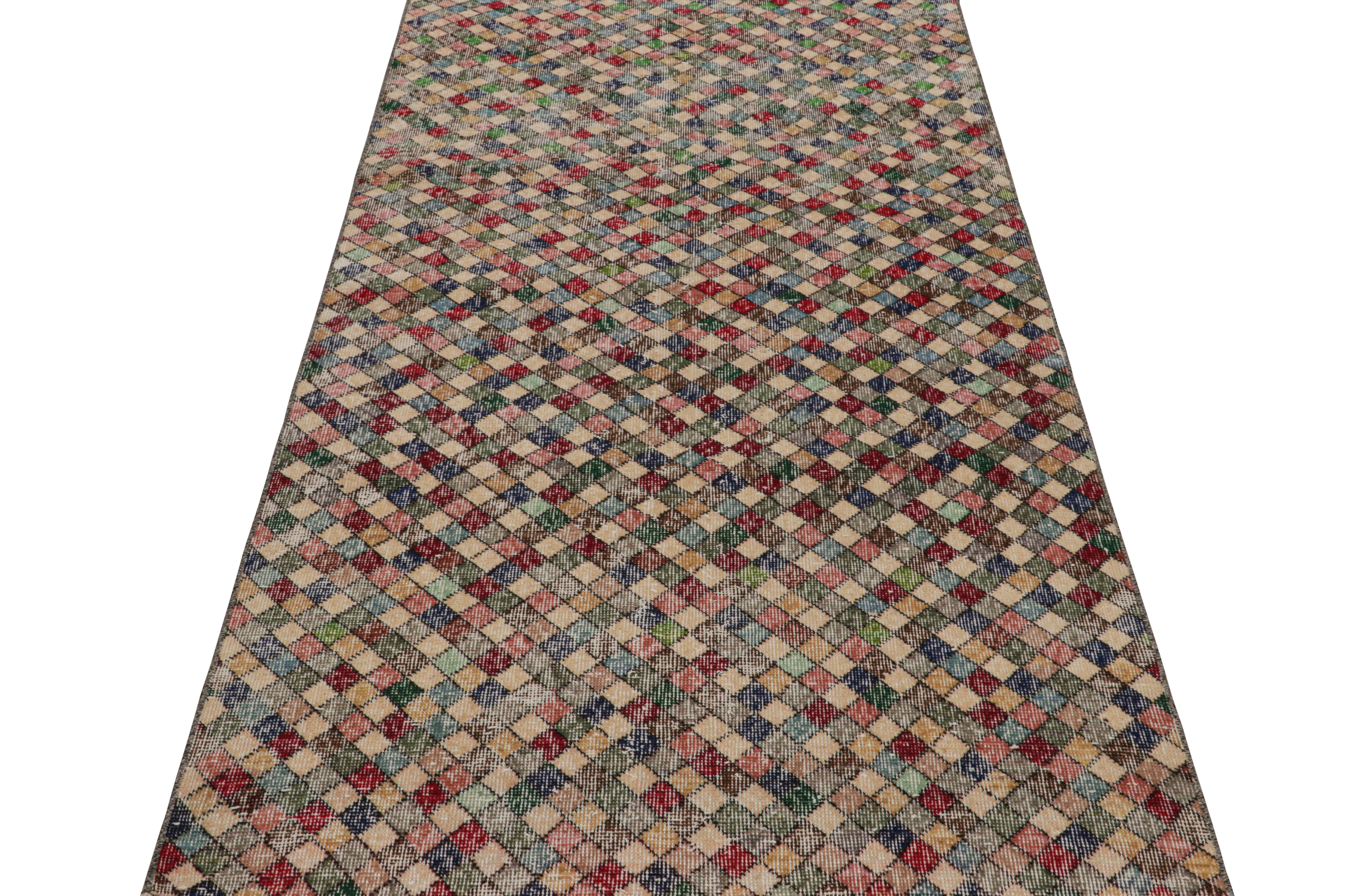 Vintage Zeki Müren Art Deco Läufer Teppich mit geometrischen Mustern, von Rug & Kilim (Art déco) im Angebot