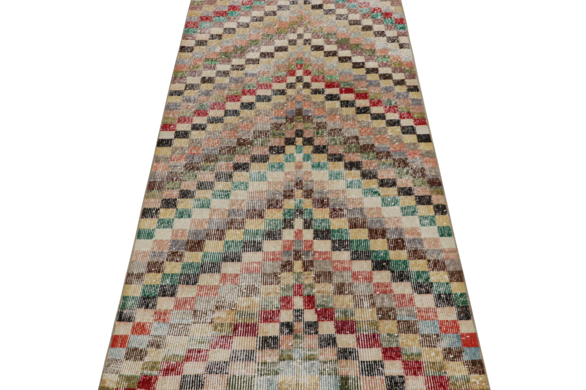 Vintage Zeki Müren Art Deco Läufer Teppich mit geometrischen Mustern, von Rug & Kilim (Art déco) im Angebot
