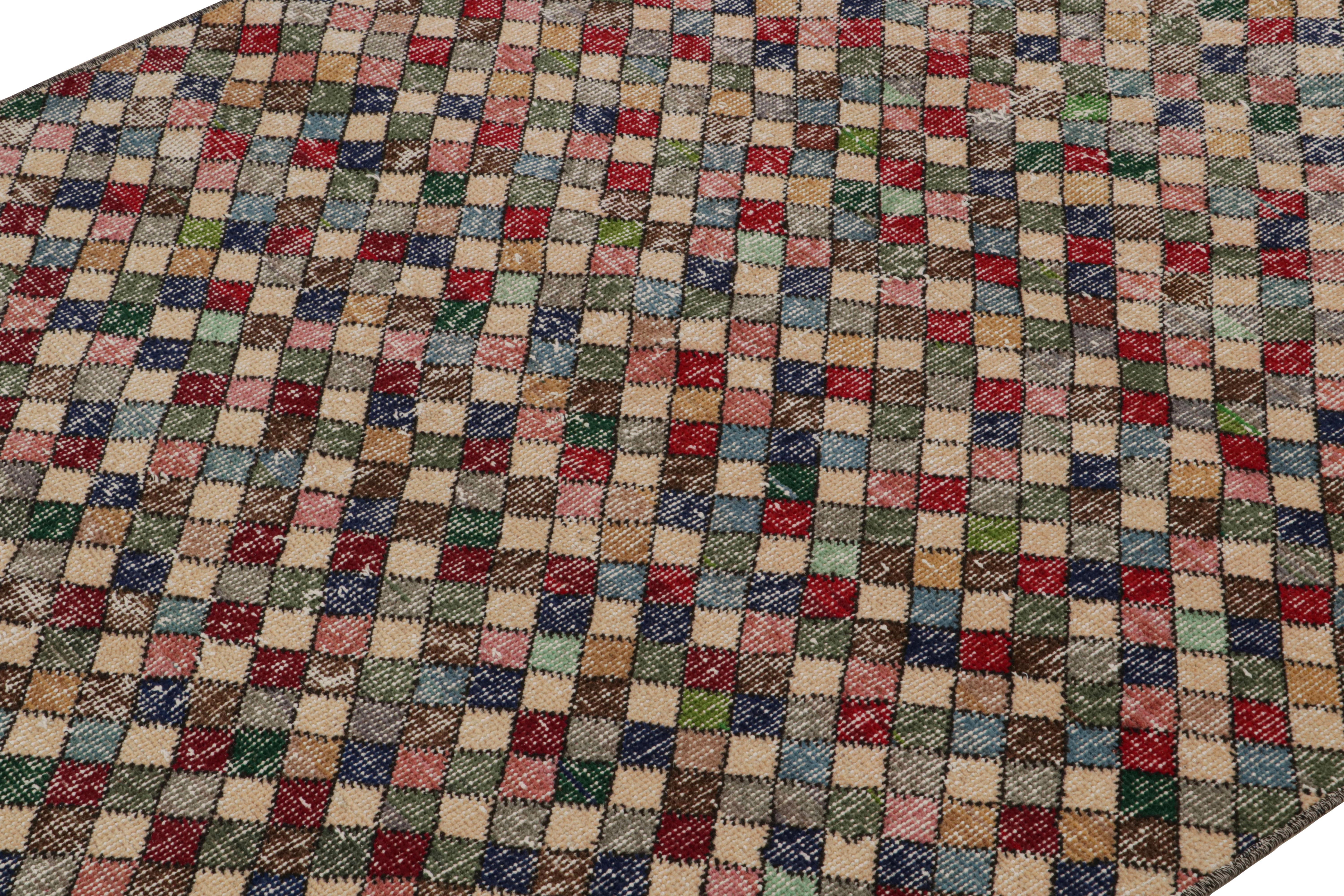 Vintage Zeki Müren Art Deco Läufer Teppich mit geometrischen Mustern, von Rug & Kilim (Türkisch) im Angebot