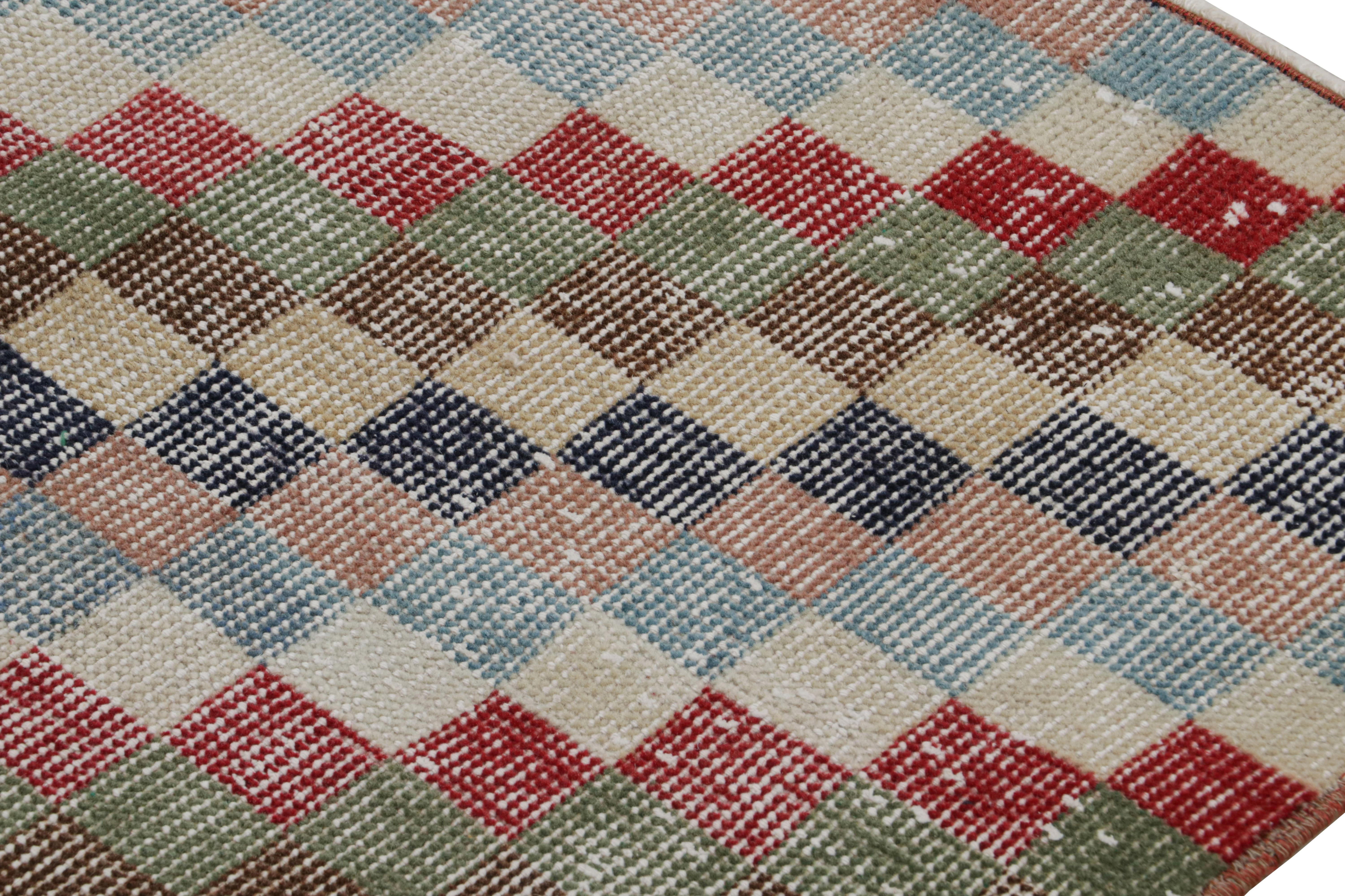 Vintage Zeki Müren Art Deco Läufer Teppich mit geometrischen Mustern, von Rug & Kilim (Handgeknüpft) im Angebot