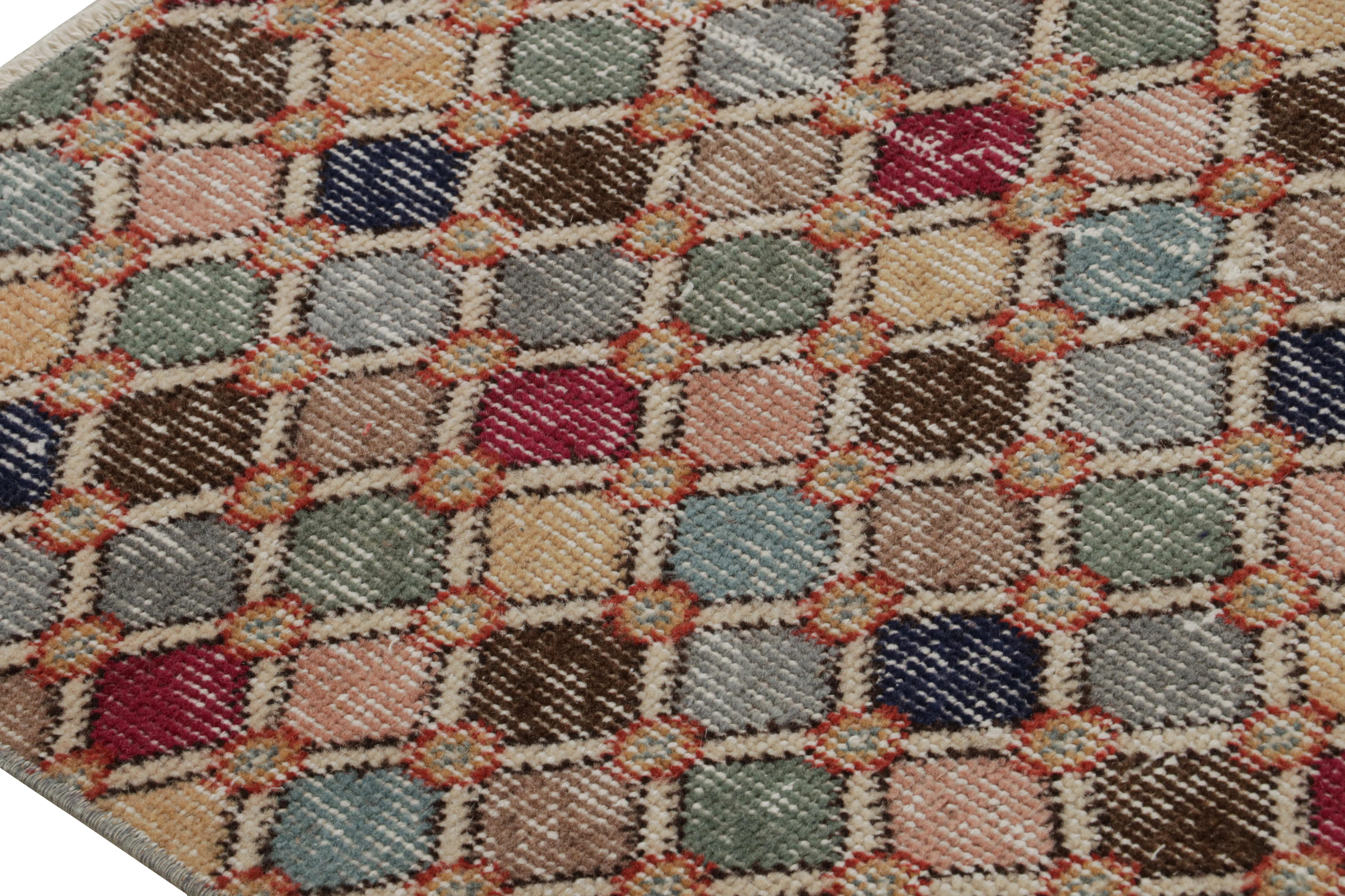 Vintage Zeki Müren Art Deco Läufer Teppich mit geometrischen Mustern, von Rug & Kilim (Handgeknüpft) im Angebot