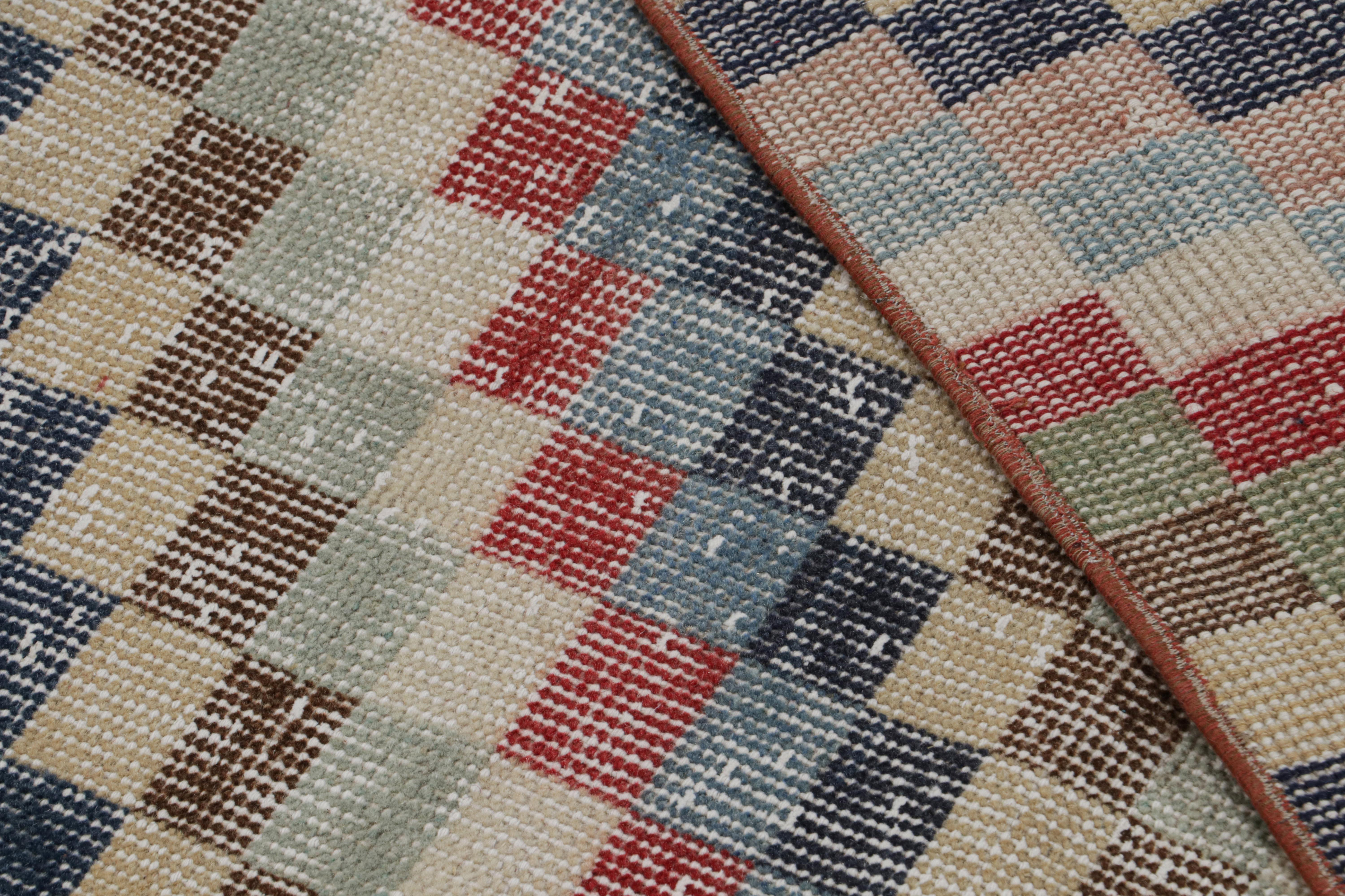Wool Vintage Zeki Müren Art Deco Runner Rug with Geometric Patterns, from Rug & Kilim For Sale