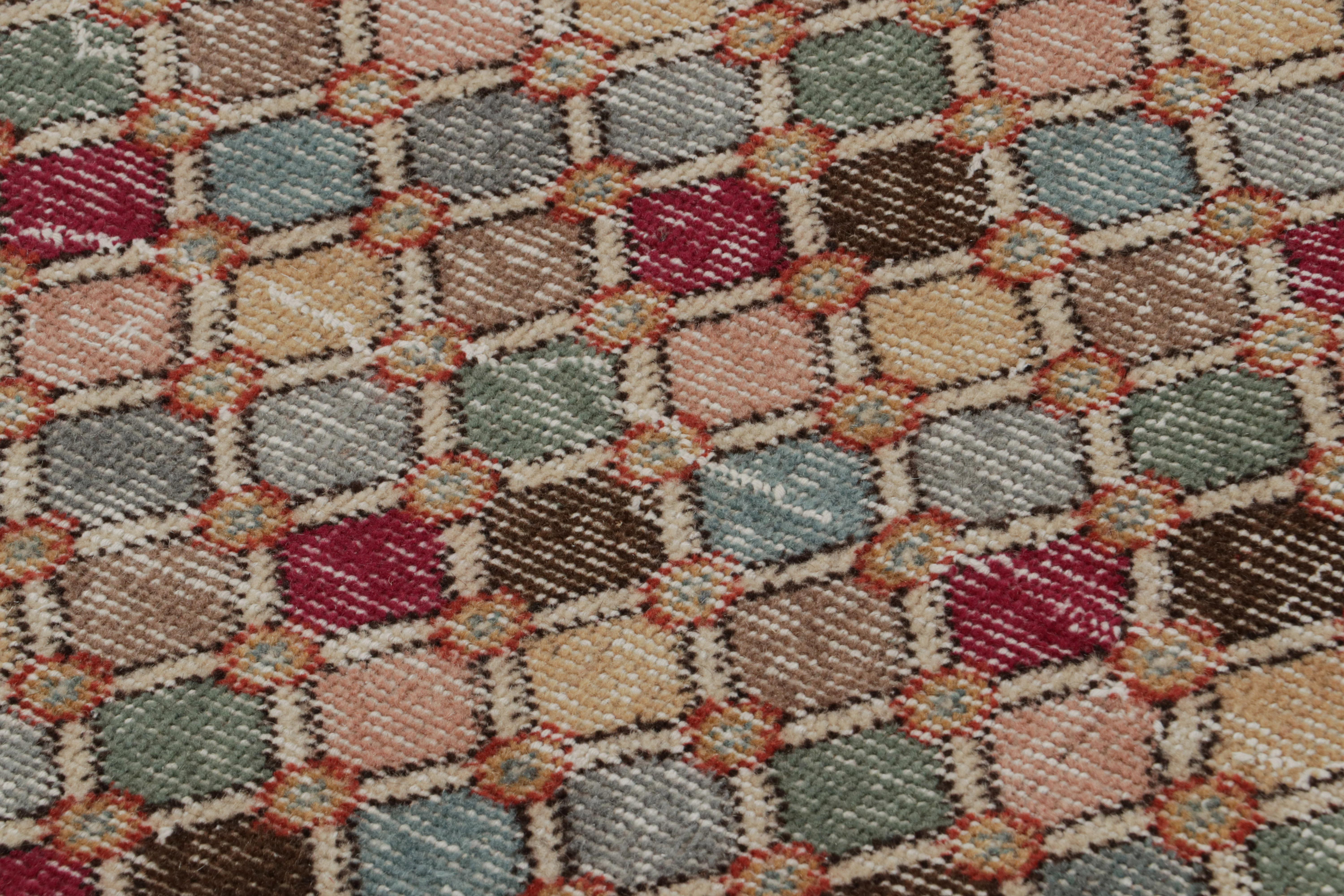 Vintage Zeki Müren Art Deco Läufer Teppich mit geometrischen Mustern, von Rug & Kilim (Mitte des 20. Jahrhunderts) im Angebot