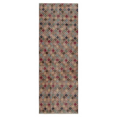 Vintage Zeki Müren Art Deco Läufer Teppich mit geometrischen Mustern, von Rug & Kilim
