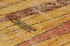Vintage Zeki Múren Deco Runner in Gold, with Colorful Pattern from Rug & Kilim