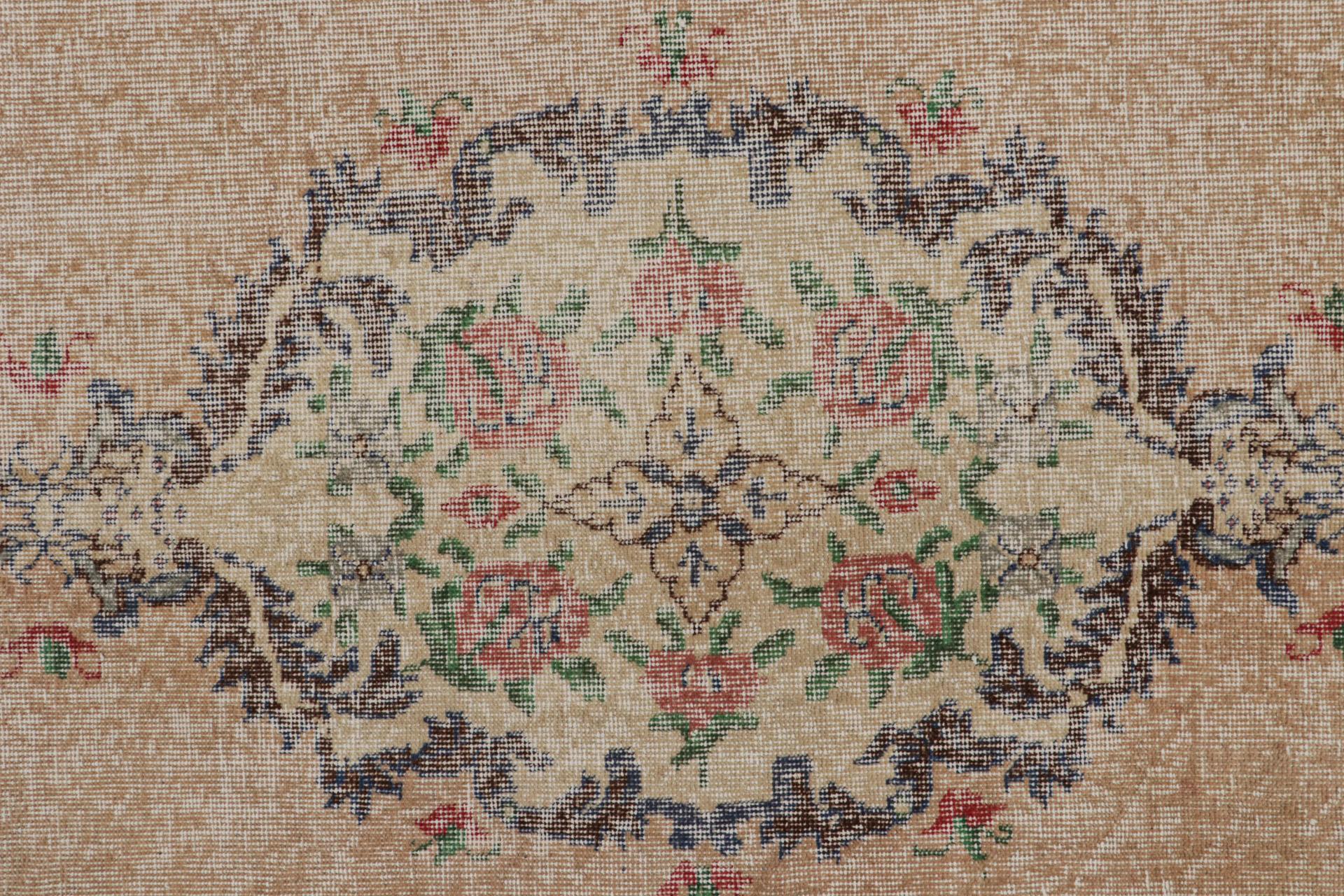 Mid-20th Century Vintage Zeki Müren European-Style Rug, with Floral Patterns, form Rug & Kilim For Sale