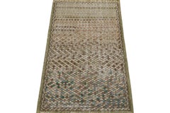 Vintage Zeki Müren Rug in a Green and Brown Geometric Pattern by Rug & Kilim