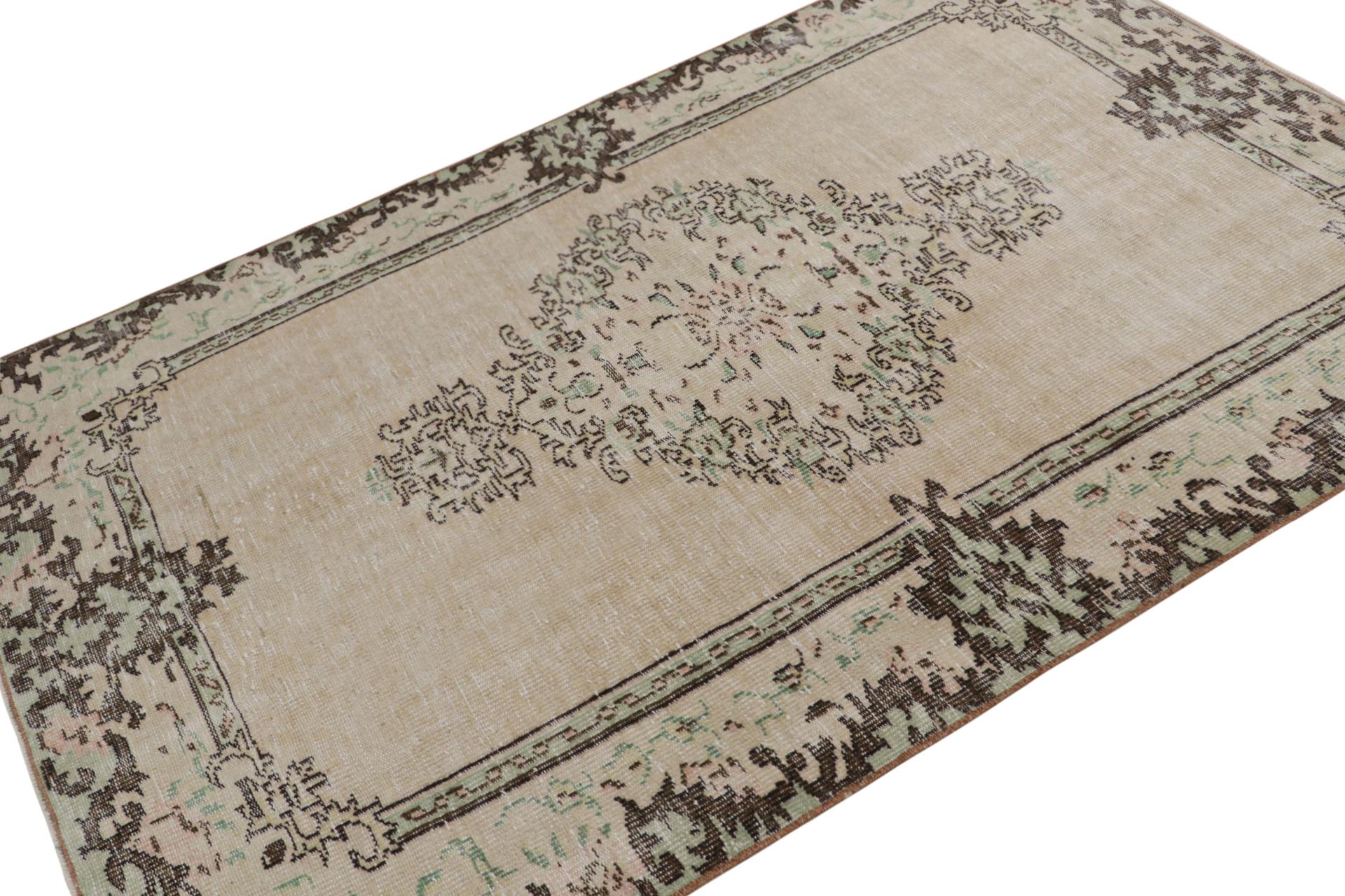 Hand-knotted in wool, circa 1960-1970, a vintage 5x8 rug believed to hail from Zeki Müren - latest to join Rug & Kilim’s collection of vintage selections. 

On the Design: 

Connoisseurs will appreciate a one-of-a-kind vintage  design in beige-brown