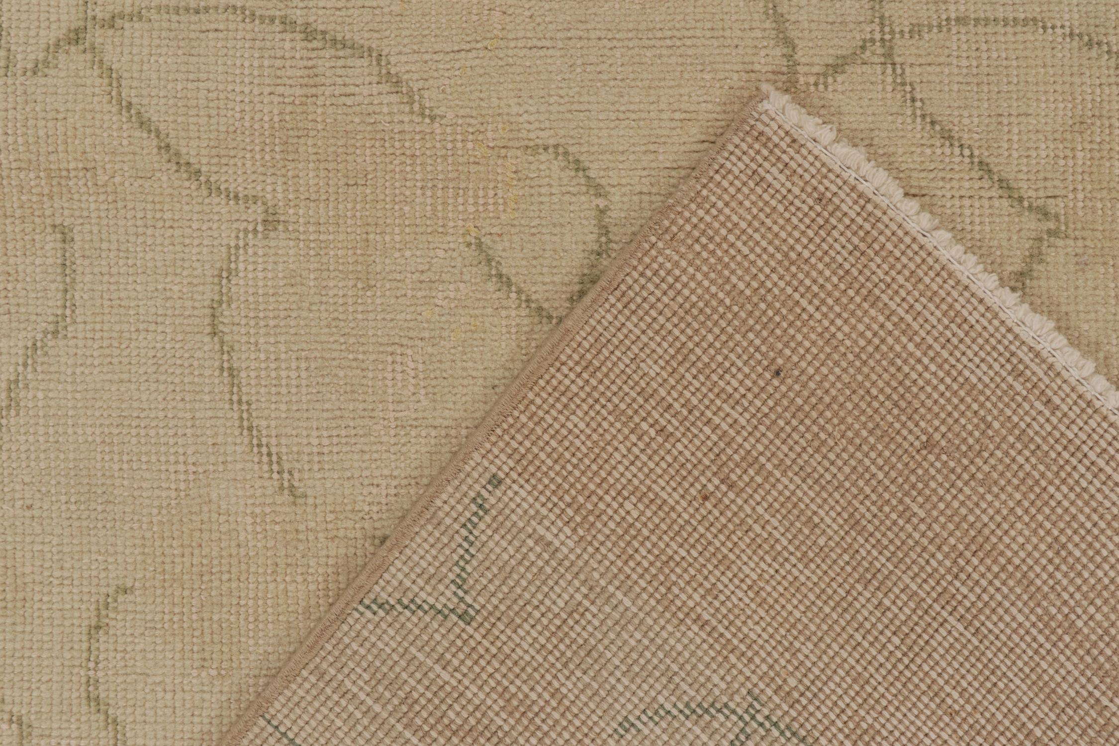 Wool Vintage Zeki Müren Rug in Beige and Green Abstract Patterns, by Rug & Kilim For Sale