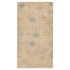 Vintage Zeki Müren Rug in Beige, Blue and Pink Geometric Patterns by Rug & Kilim
