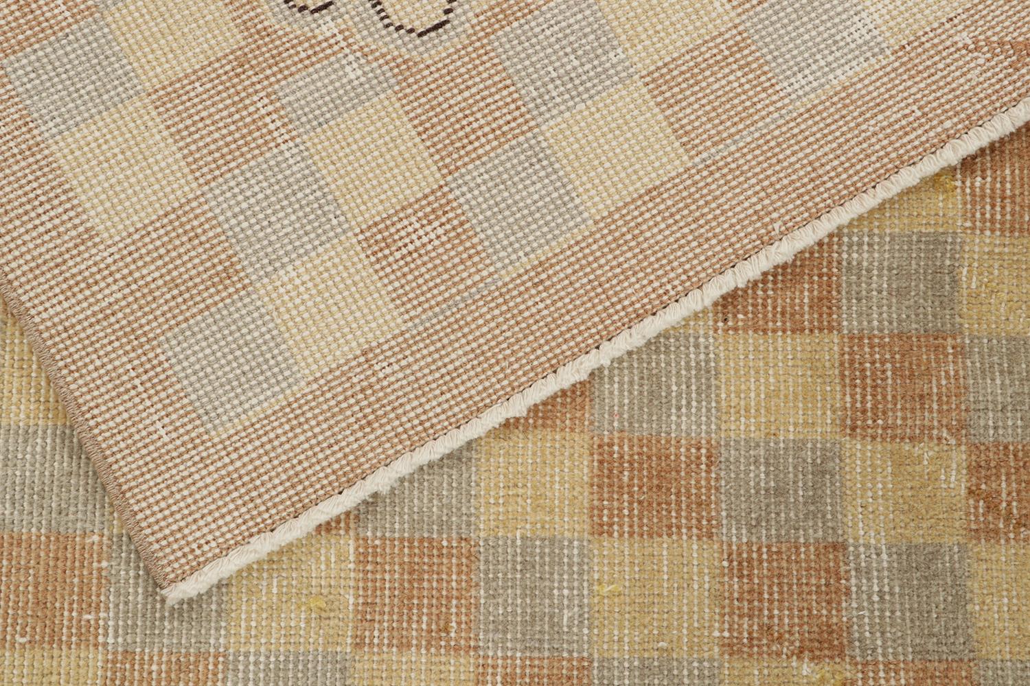 Vintage Zeki Müren Teppich in Beige-Braun und Grau Geometrisches Muster, von Rug & Kilim (Mitte des 20. Jahrhunderts) im Angebot