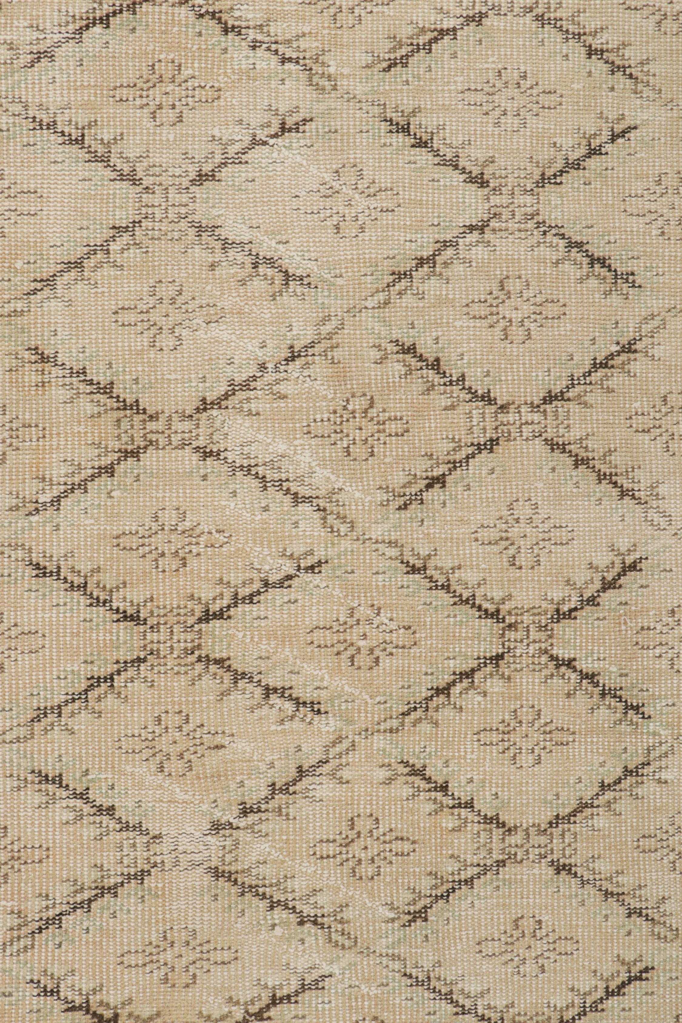 Vintage Zeki Müren Rug in Beige-Brown Geometric Patterns, by Rug & Kilim In Good Condition For Sale In Long Island City, NY