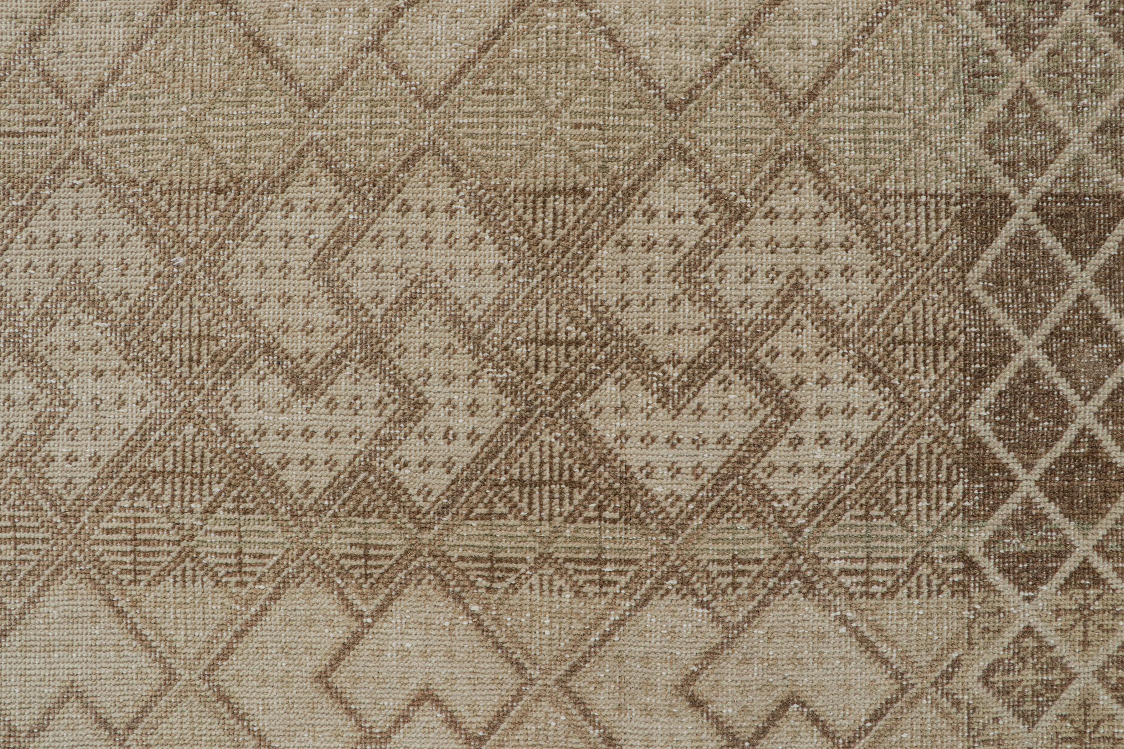 Modern Vintage Zeki Müren Rug in Beige-Brown Patterns by Rug & Kilim For Sale