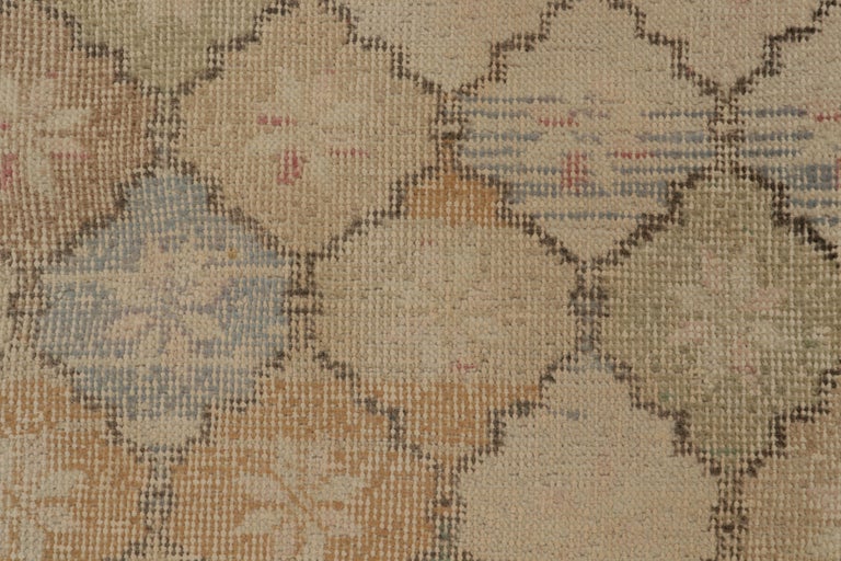 Vintage Zeki Muren Rug in BeigeBrown Trellis Patterns, by Rug and