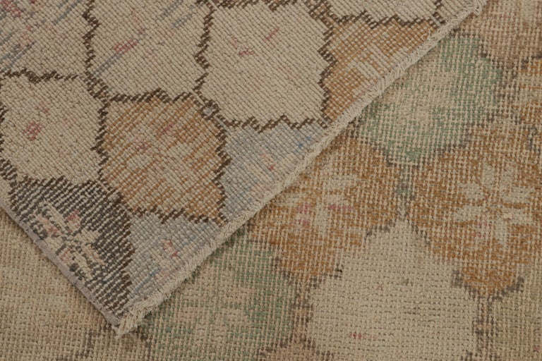 Vintage Zeki Muren Rug in BeigeBrown Trellis Patterns, by Rug and