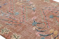 Vintage Zeki Müren Rug in Beige-Brown with Floral Patterns, from Rug & Kilim