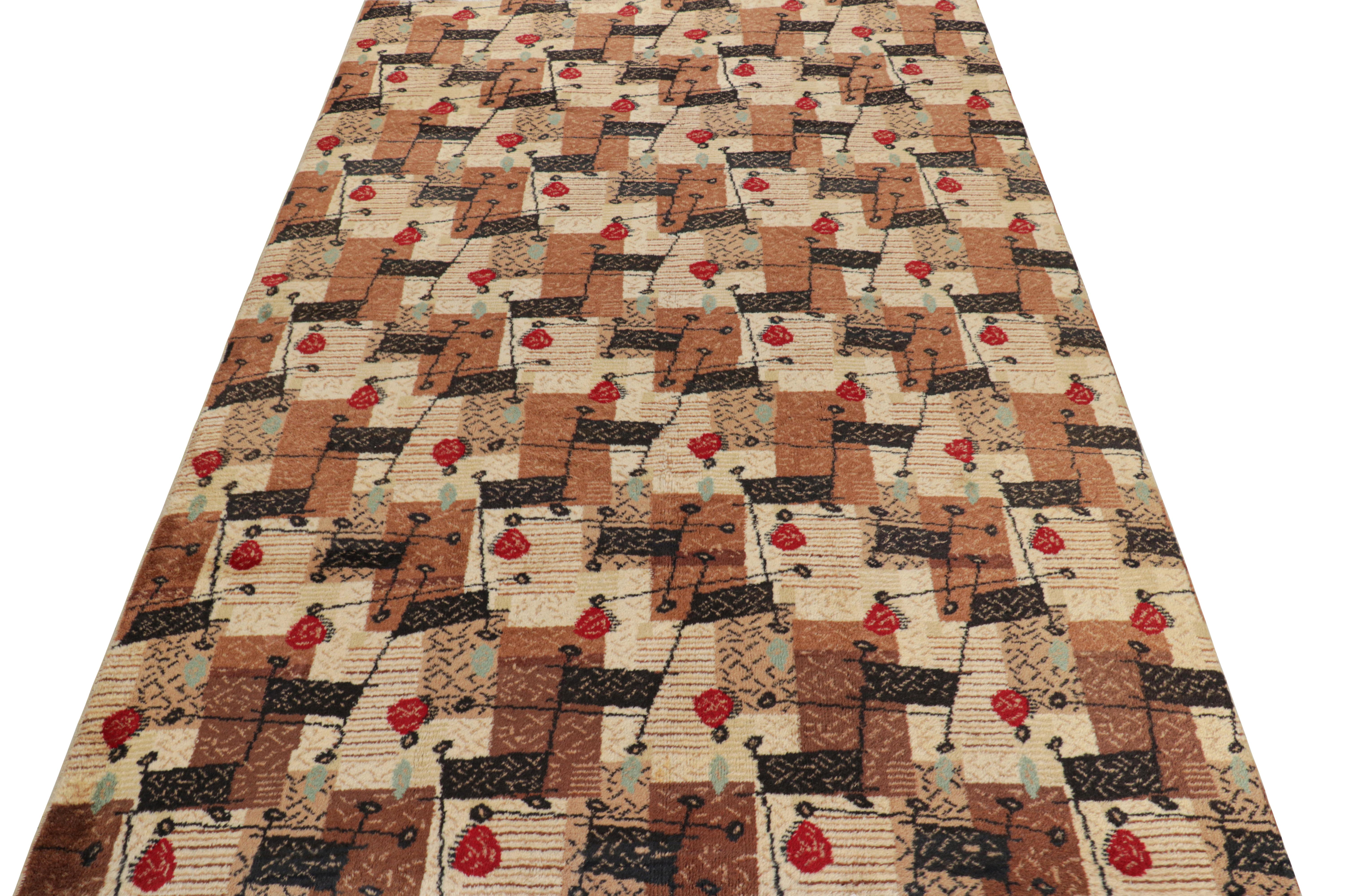 Vintage Zeki Müren Teppich in Beige-Braun mit geometrischen Mustern, von Rug & Kilim im Zustand „Gut“ im Angebot in Long Island City, NY