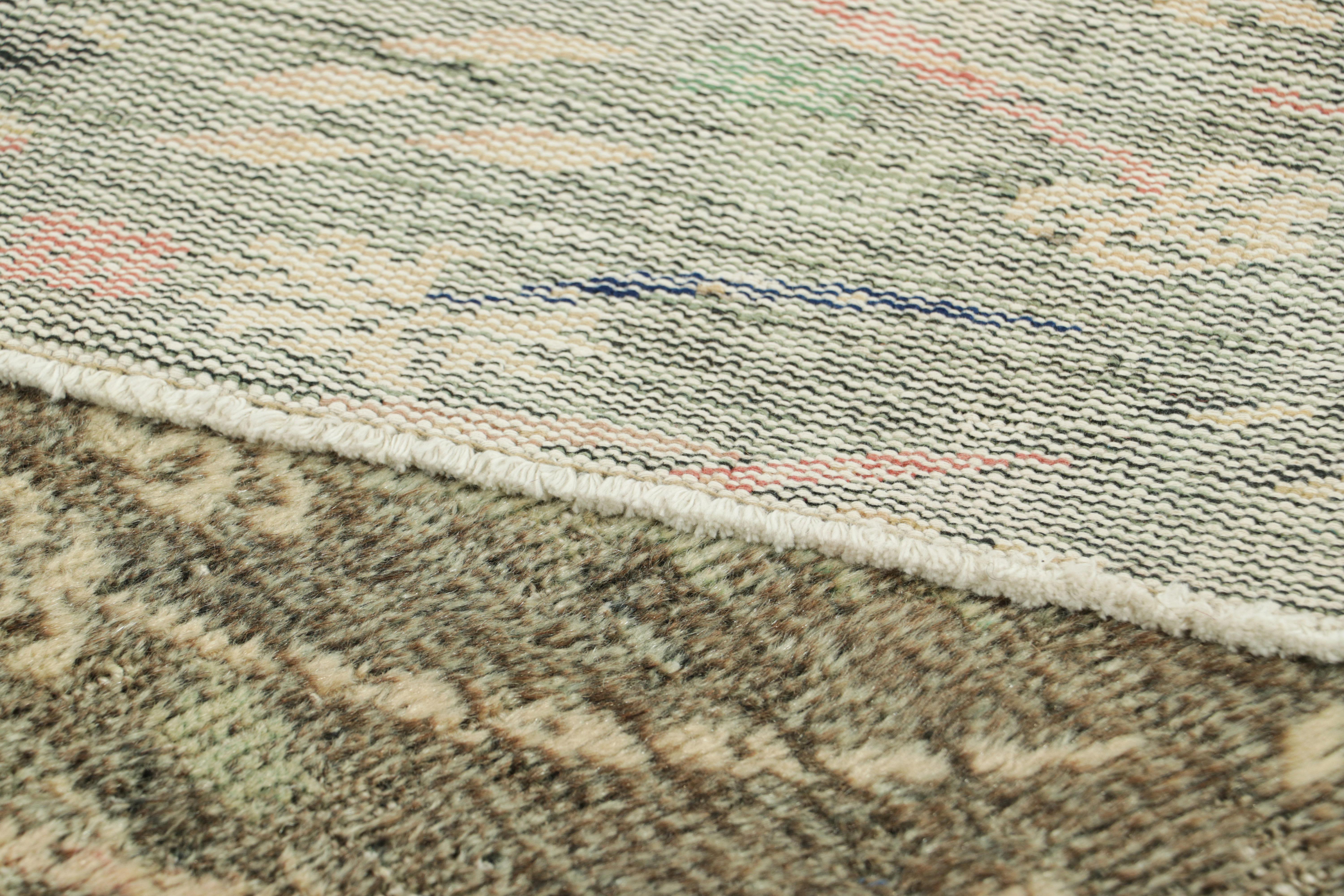 Wool Vintage Zeki Müren Rug in Beige with Bright Abstract Patterns  Rug & Kilim For Sale