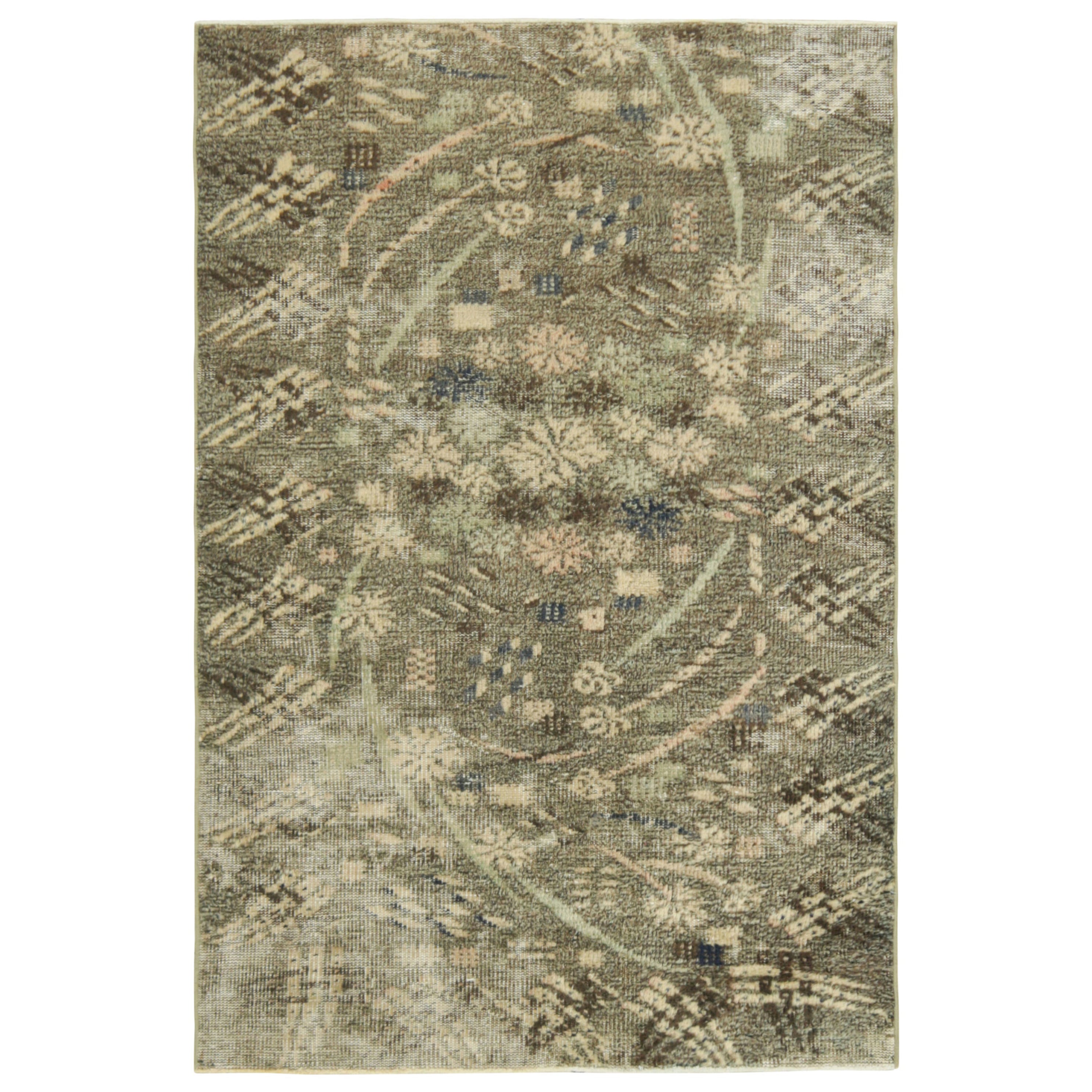 Vintage Zeki Müren Teppich in Beige mit hellen abstrakten Mustern  Rug & Kilim